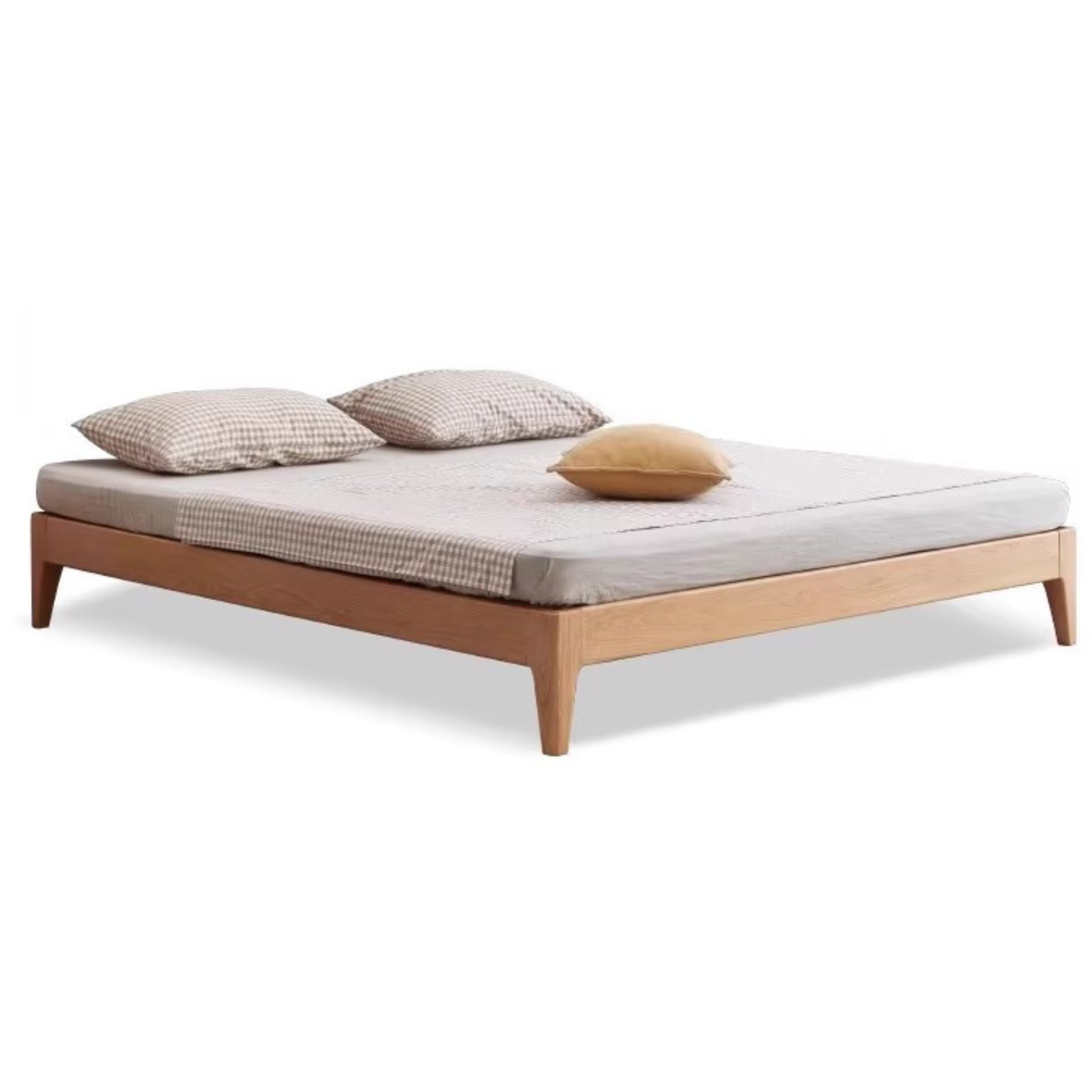Oak, Ash Solid Wood Platform Bed, Headboard-Free Bed Modern Minimalist