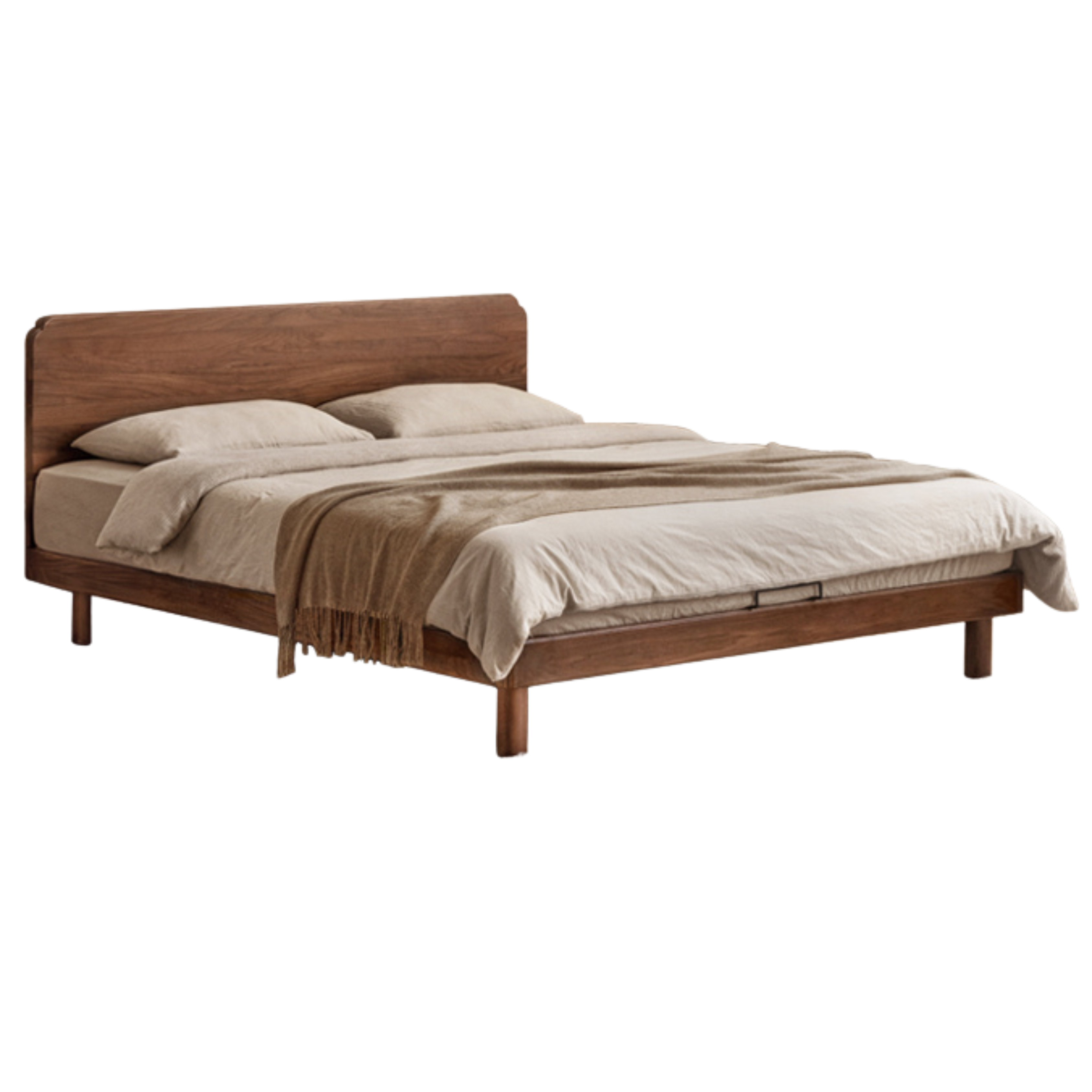 Oak, North American black walnut solid wood bed