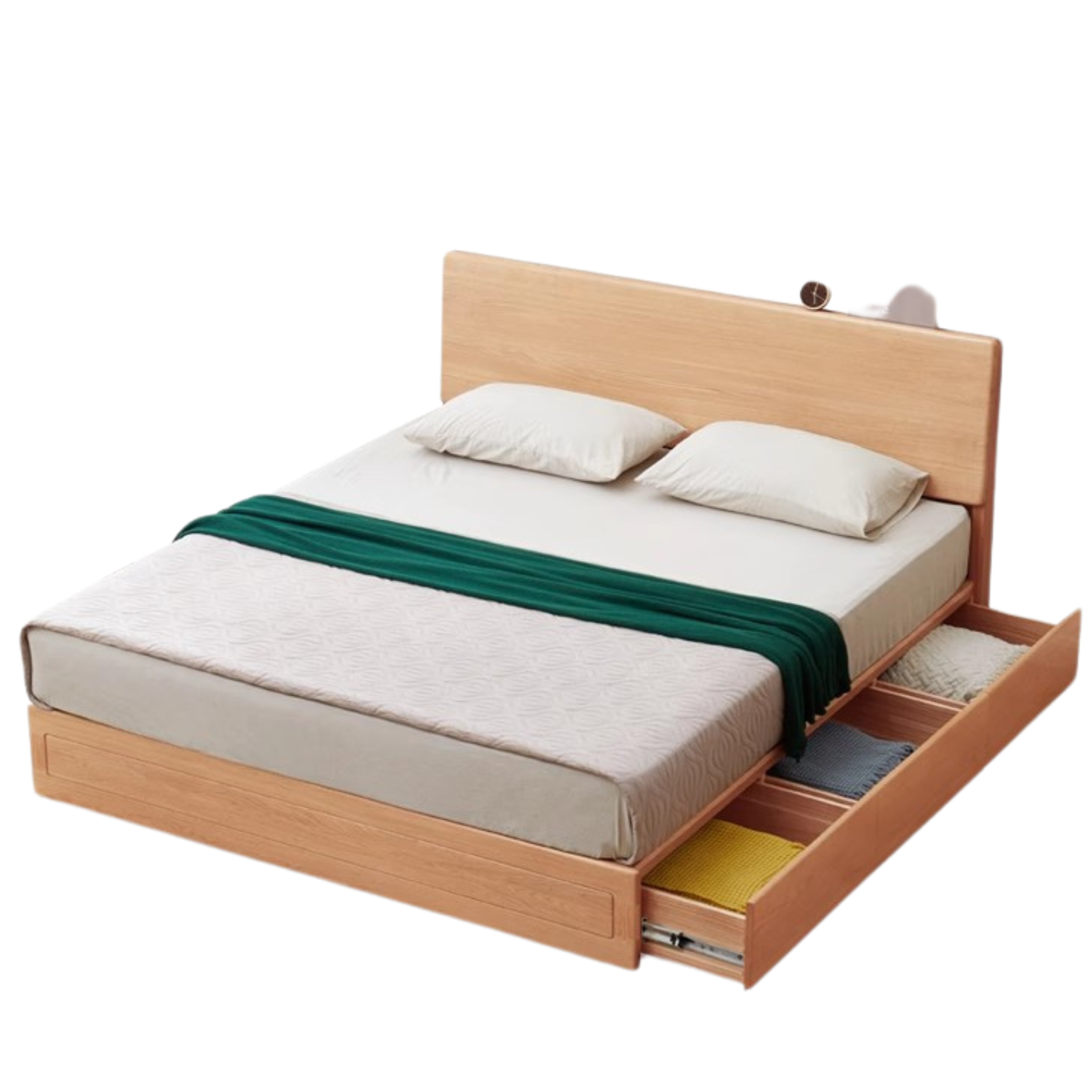 Ash, Oak, Black Walnut Solid Wood Box Bed Modern