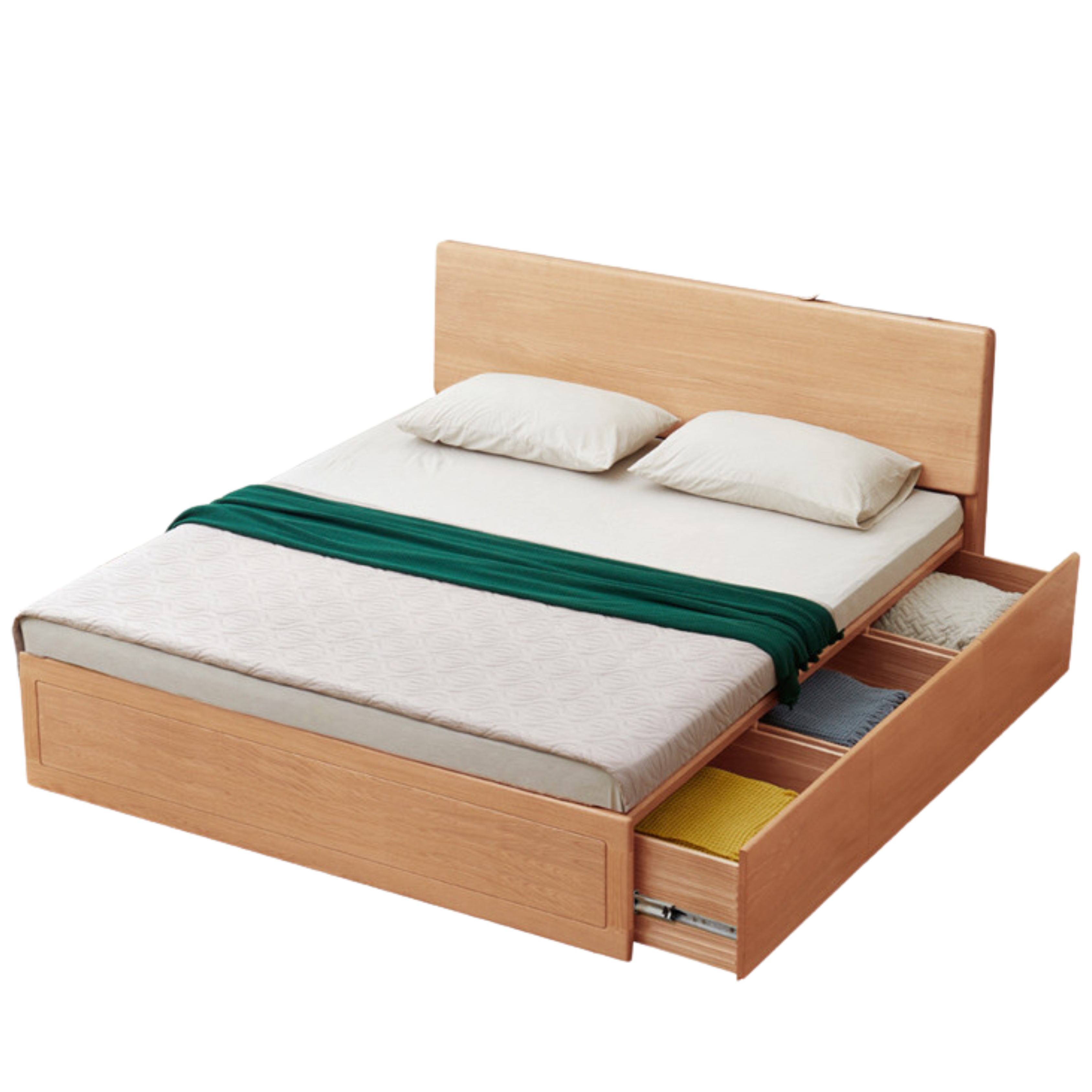 Ash, Oak, Black Walnut Solid Wood Box Bed Modern