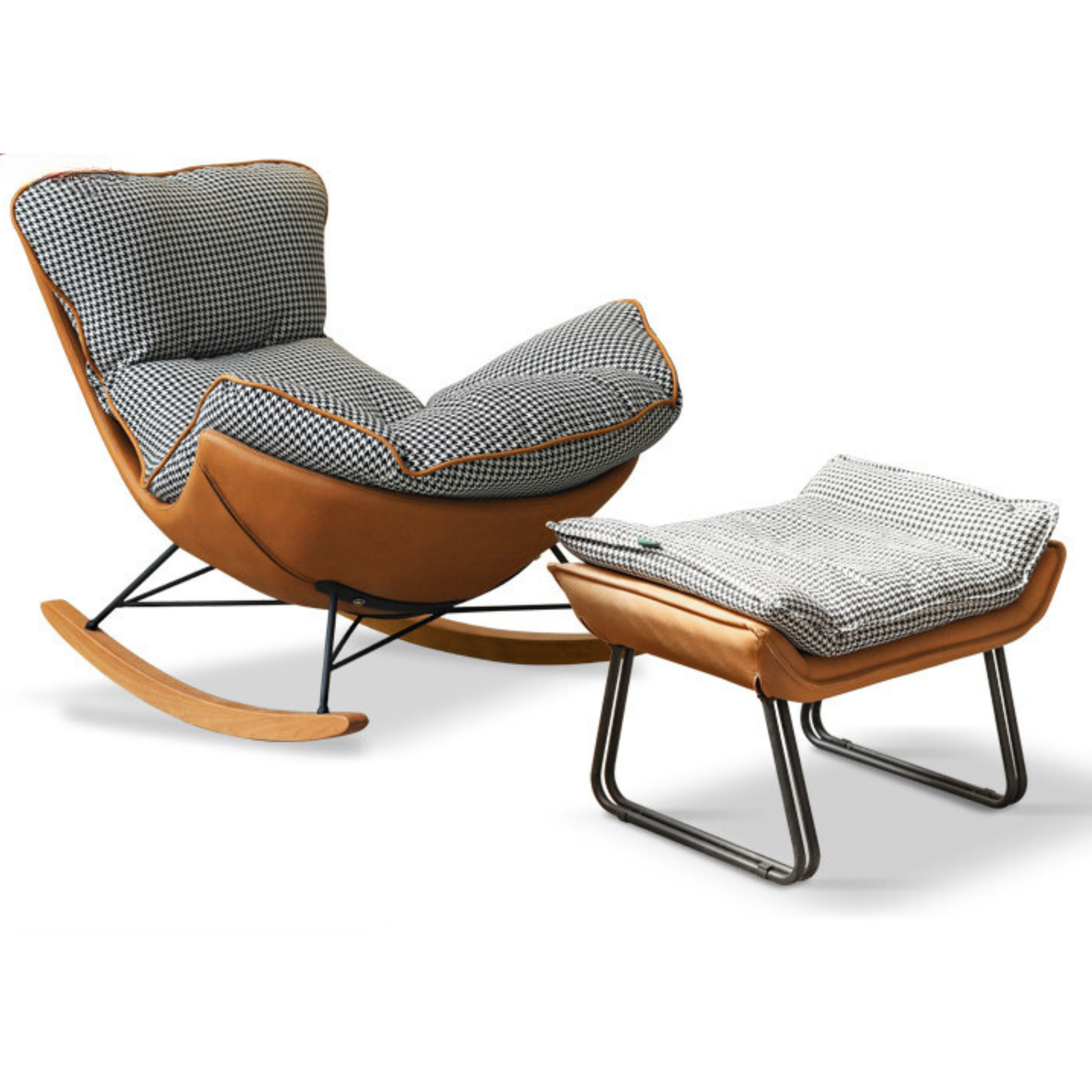 Beech Solid Wood Light Luxurious Lazy Rocking Leisure Down Fabric )