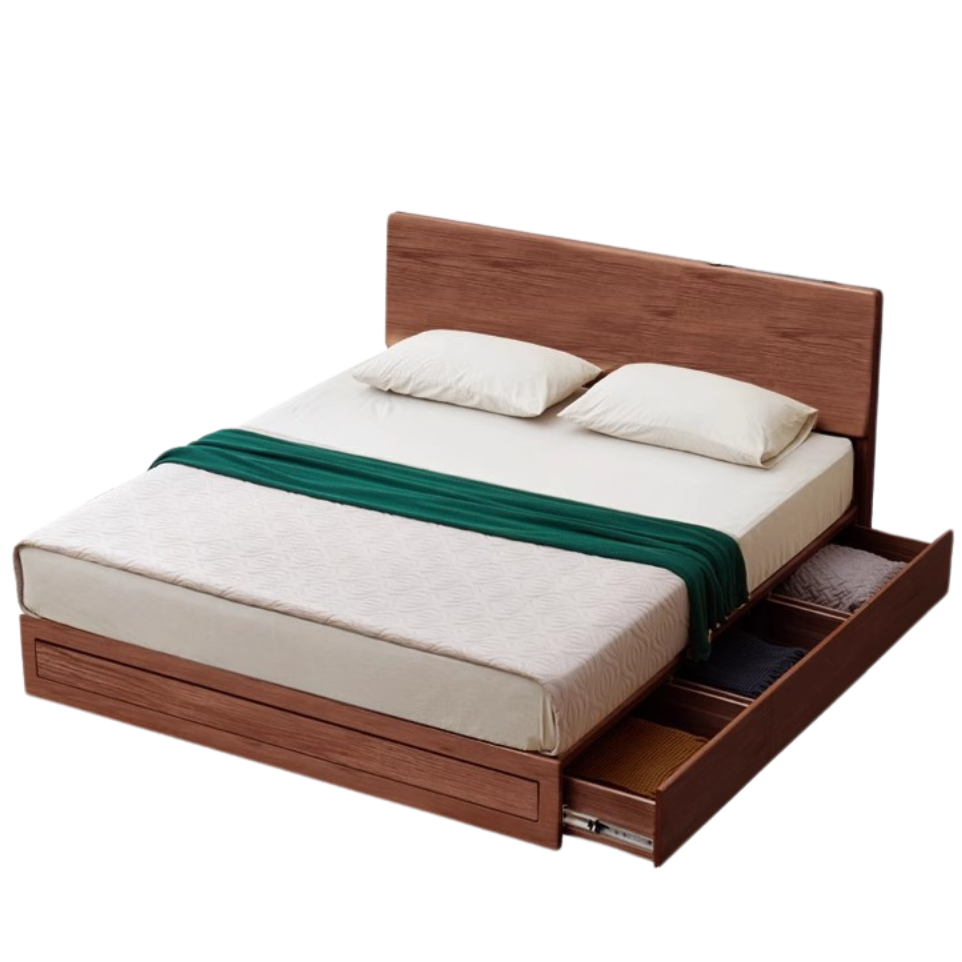 Ash, Oak, Black Walnut Solid Wood Box Bed Modern