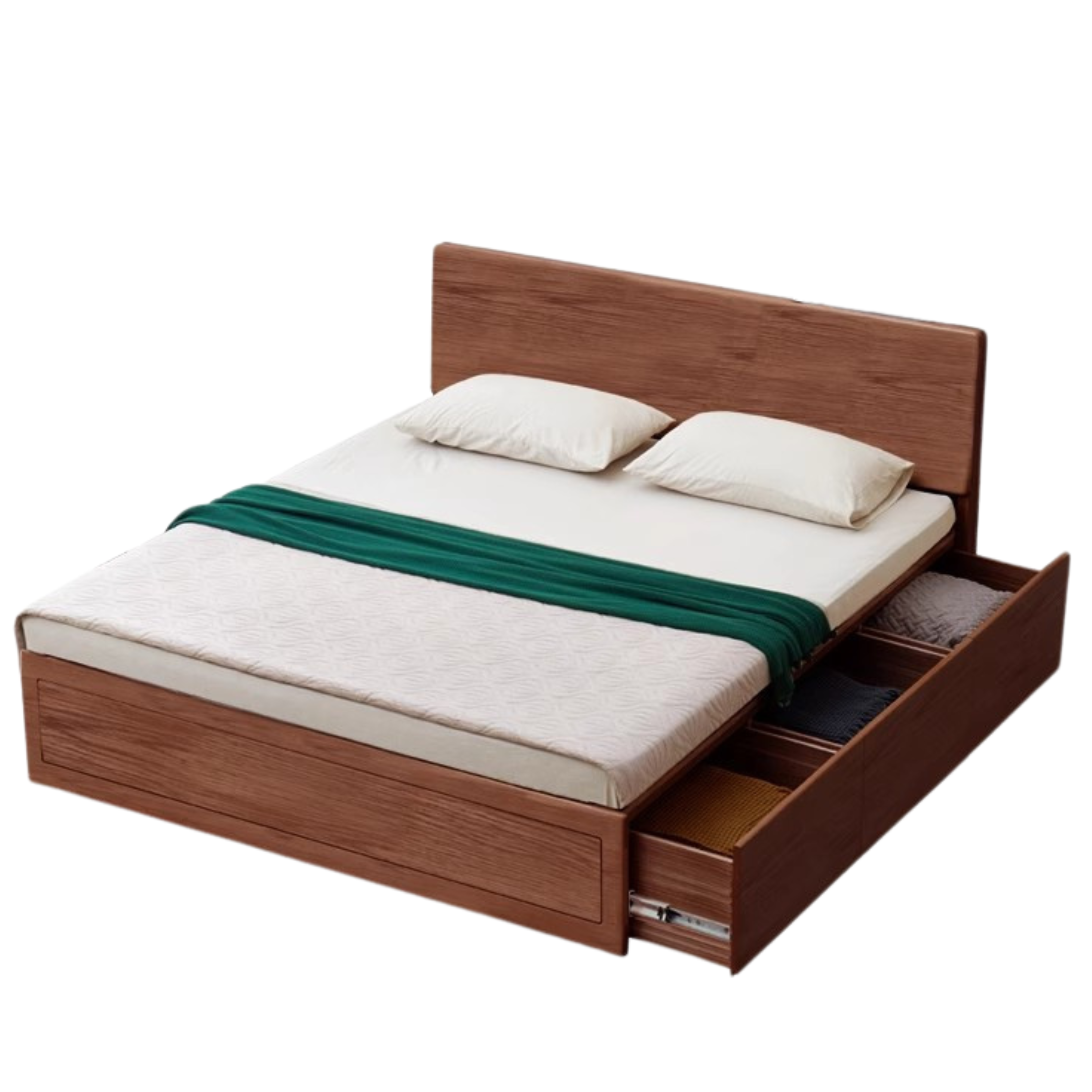 Ash, Oak, Black Walnut Solid Wood Box Bed Modern