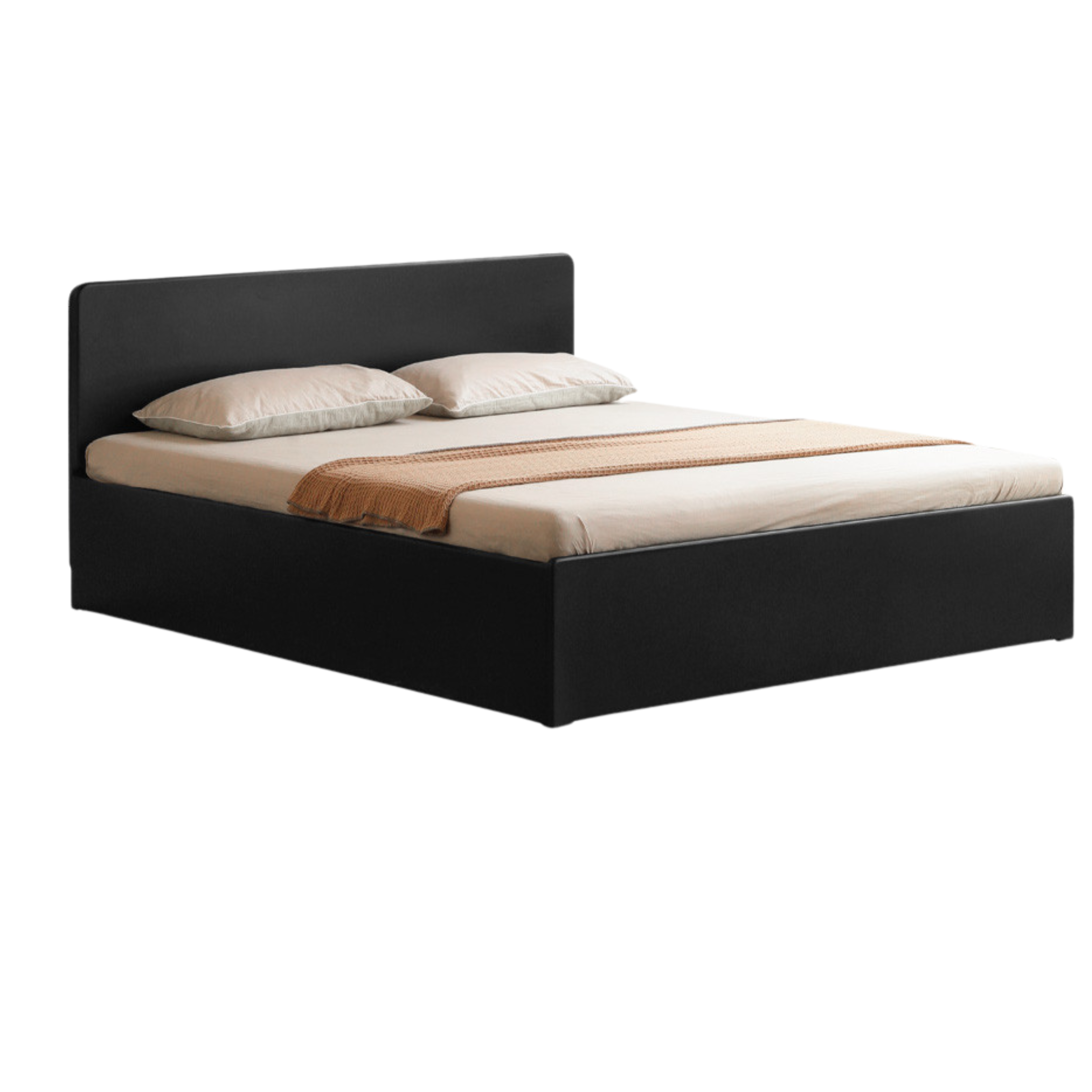 Poplar, Rubber Wood Solid Wood Fully Open High Box Bed Minimalist