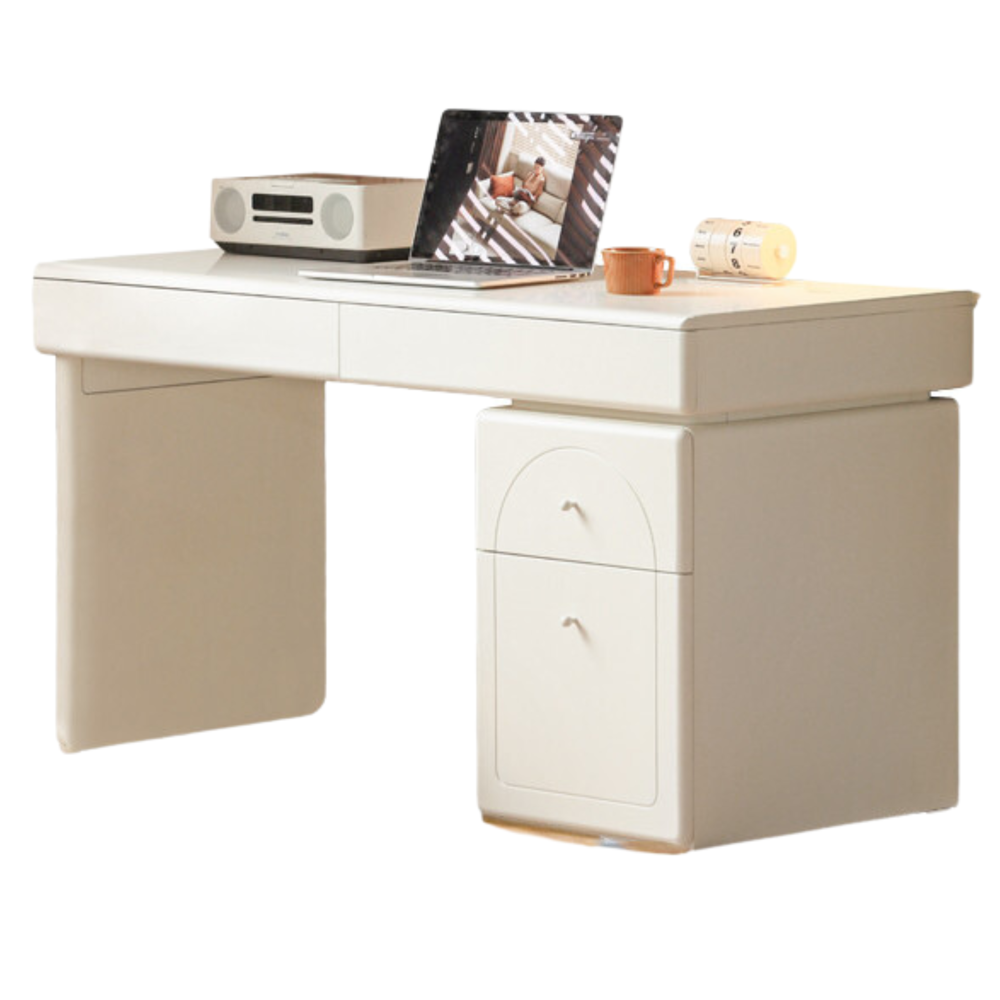 Solid RubberWood Wood Desk Bookshelf Integrated Study Table