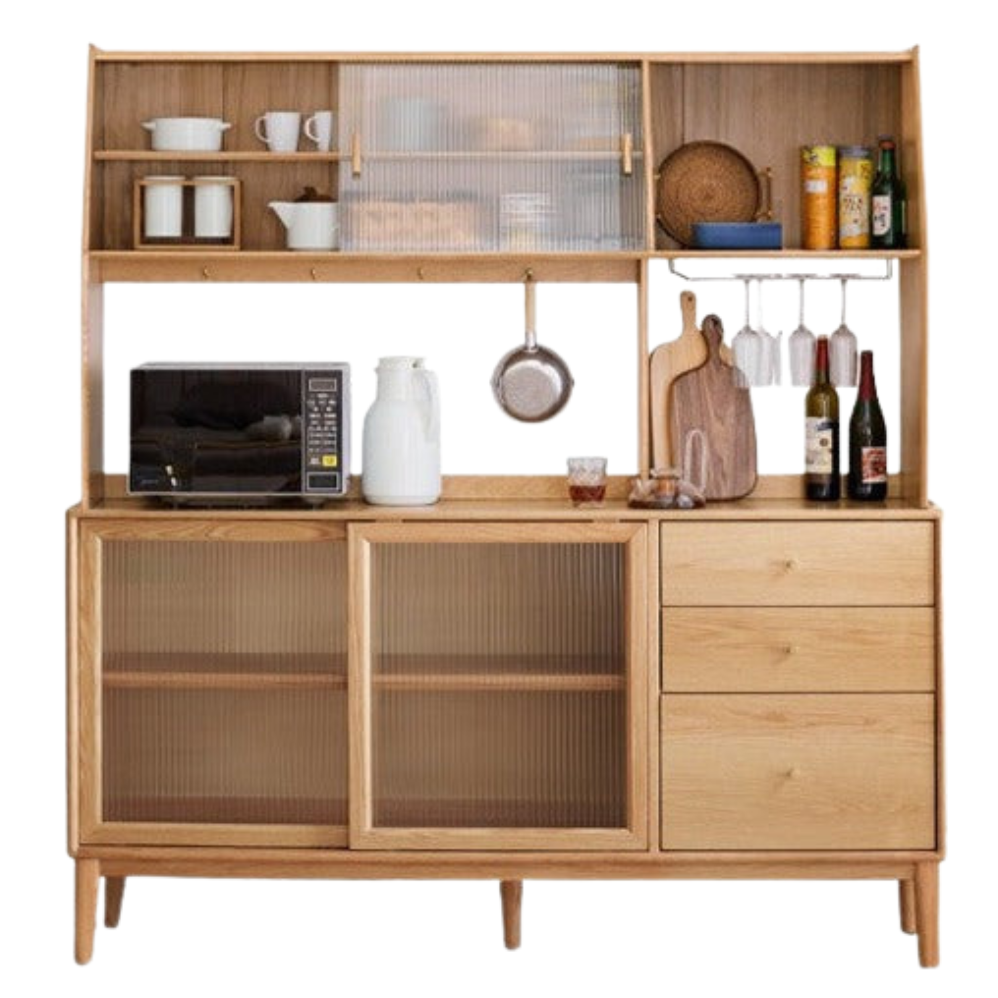 Solid Rubberwood, Oak Solid Wood, Beech Solid Wood Buffet Cabinet, Sideboard