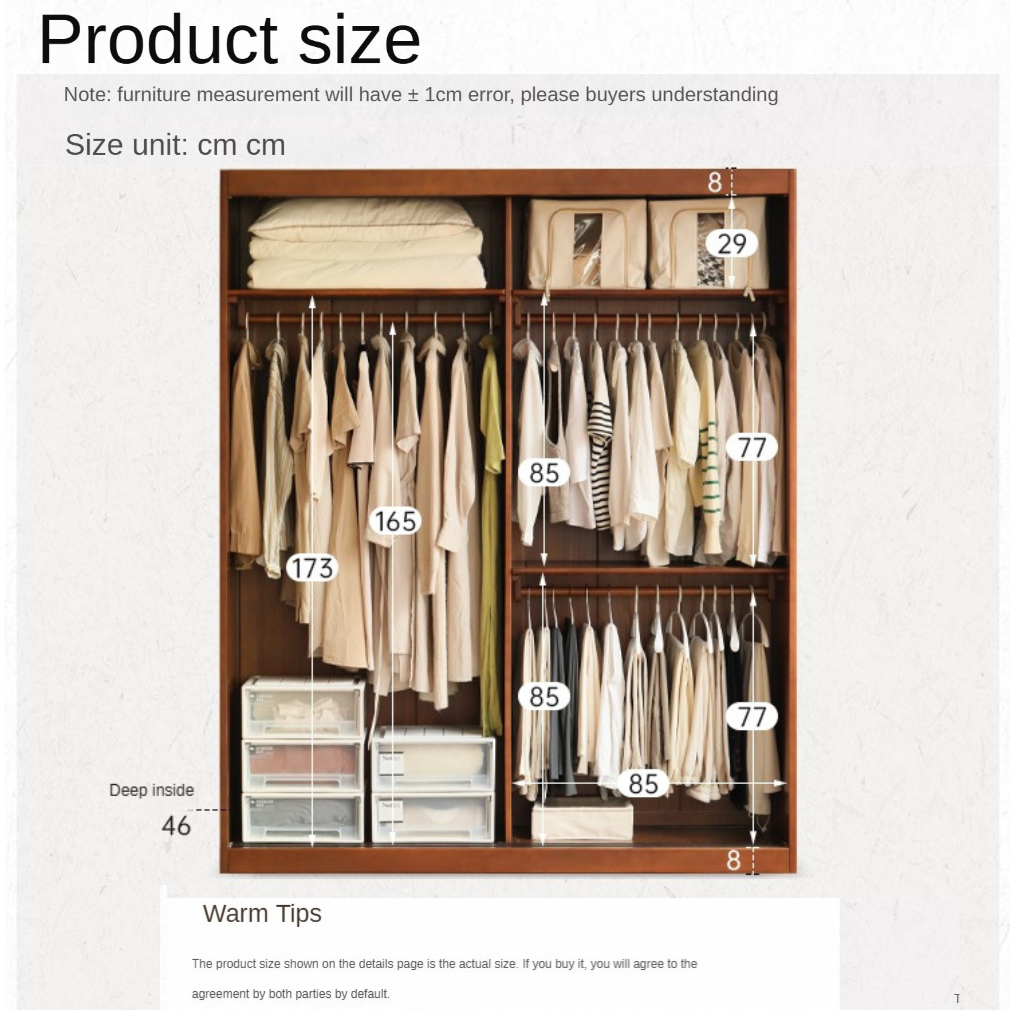 Poplar Solid Wood Wardrobe Retro Sliding Door Wardrobe.