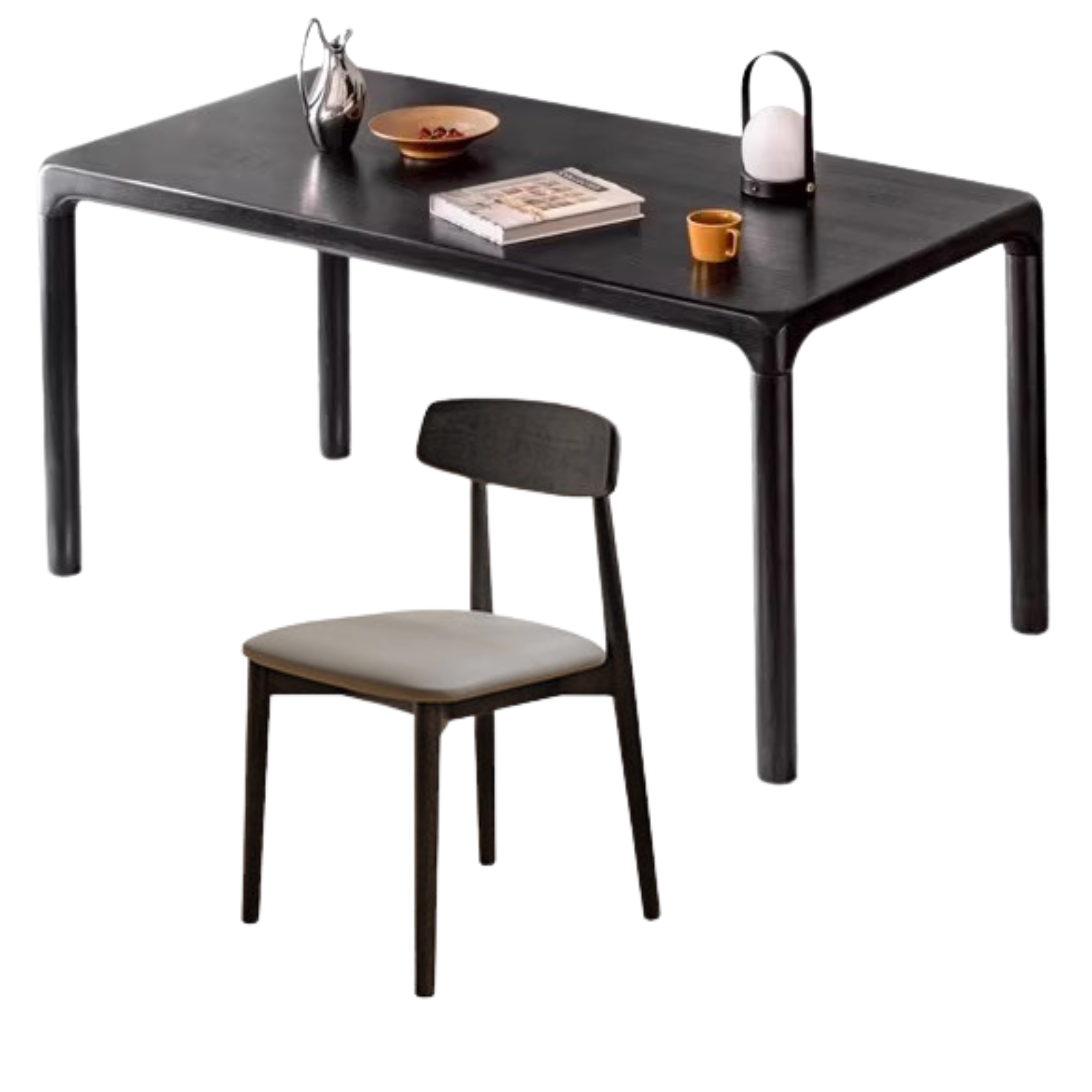 Ash Solid Wood Black Nordic Dining Table