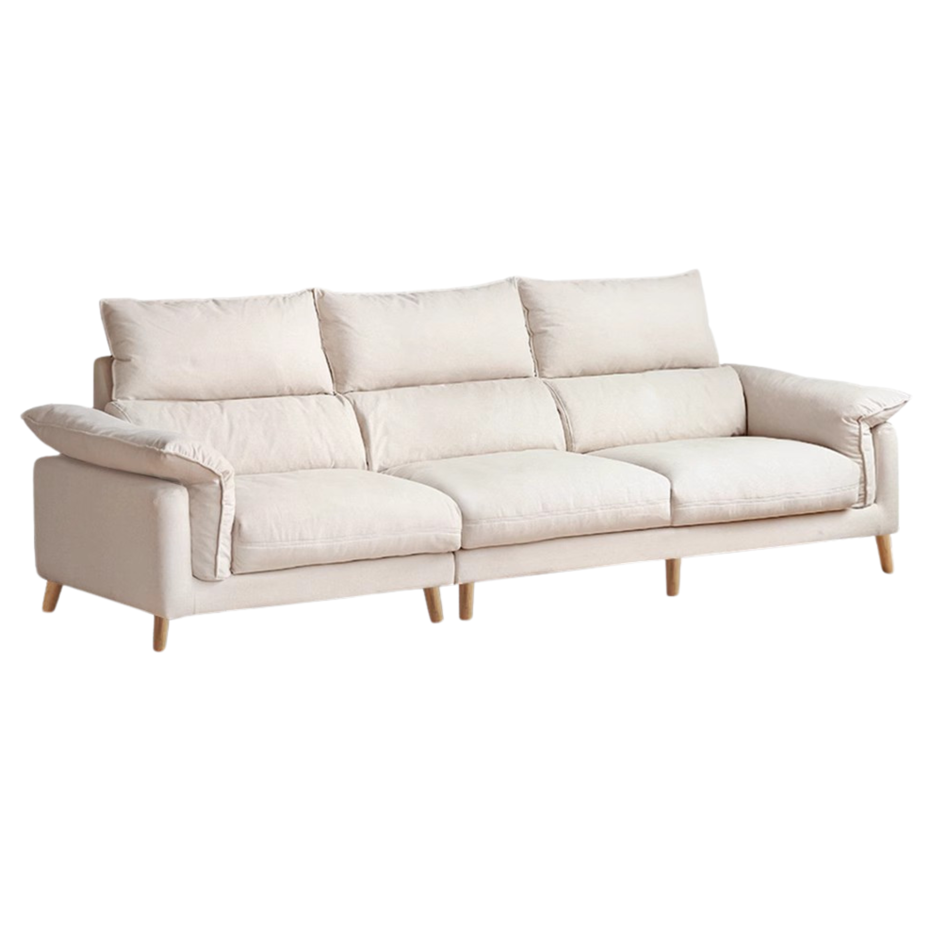 Fabric, Leather Modern White Down Sofa.