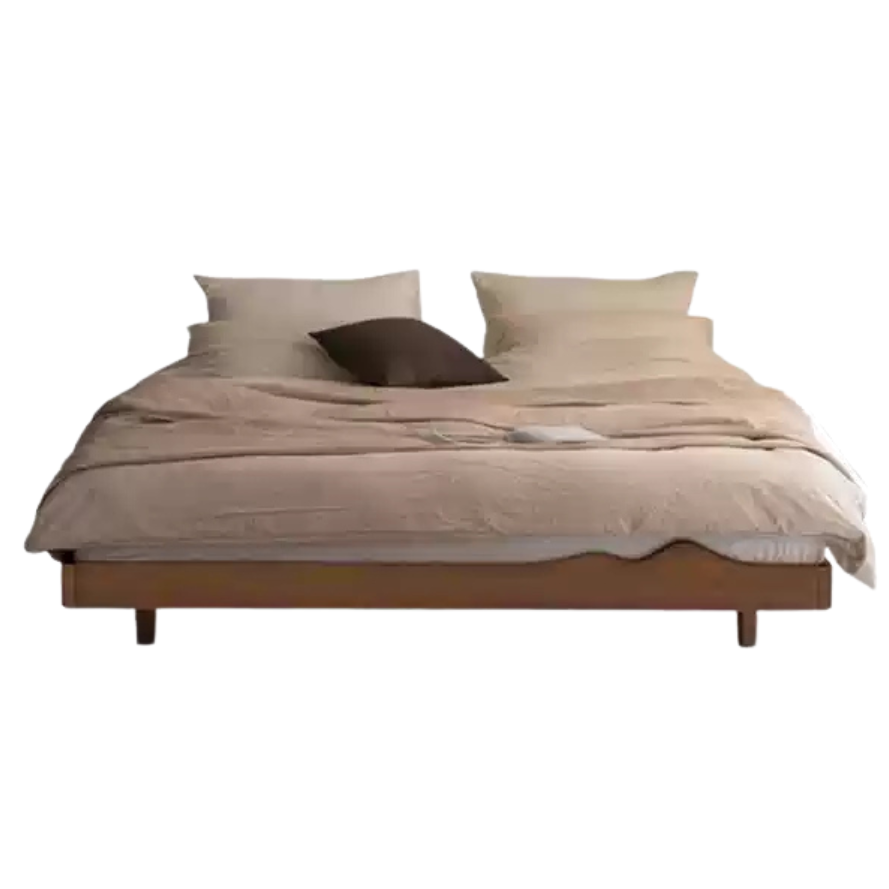 Ash Solid Wood Platform Bed, Headboard-Free Bed