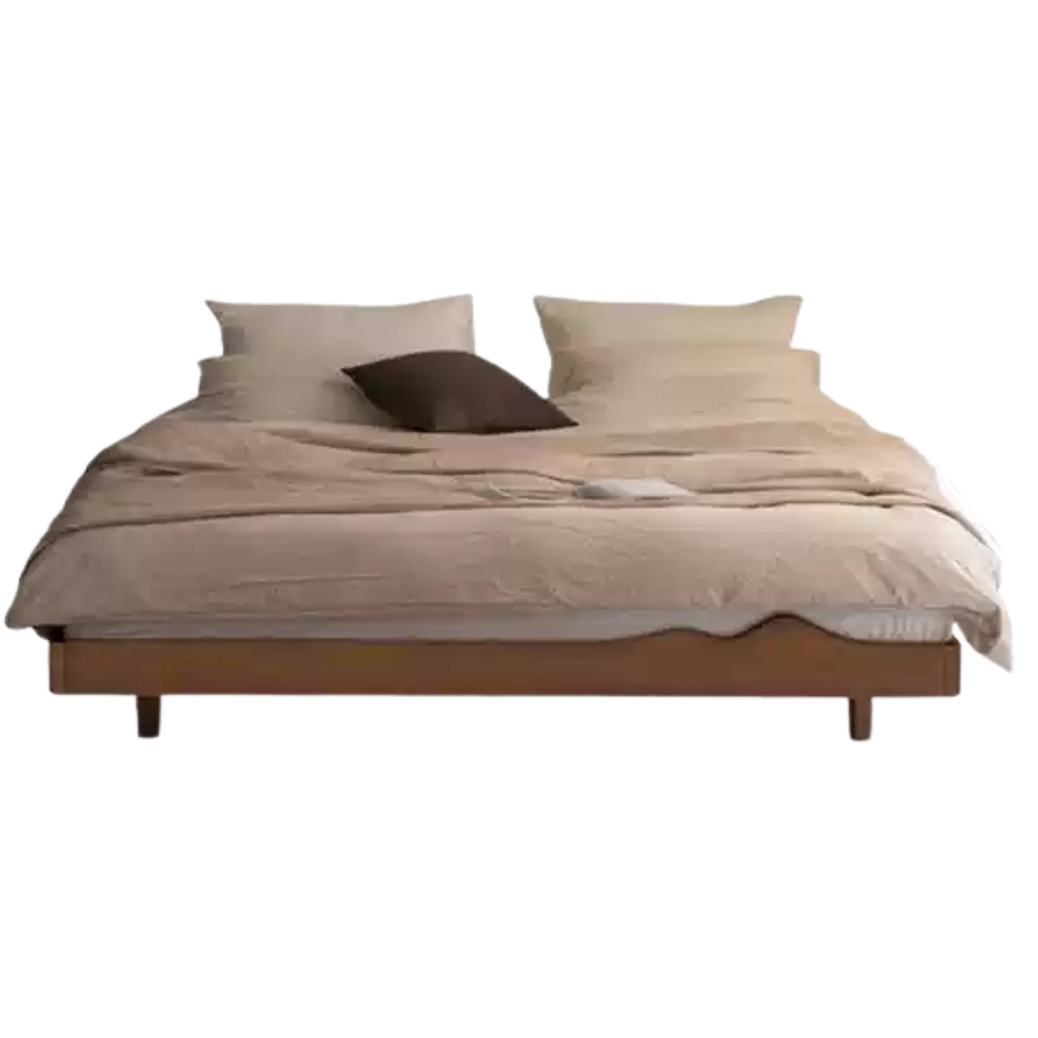 Black Walnut, Ash Solid Wood Platform Bed, Headboard-Free Bed