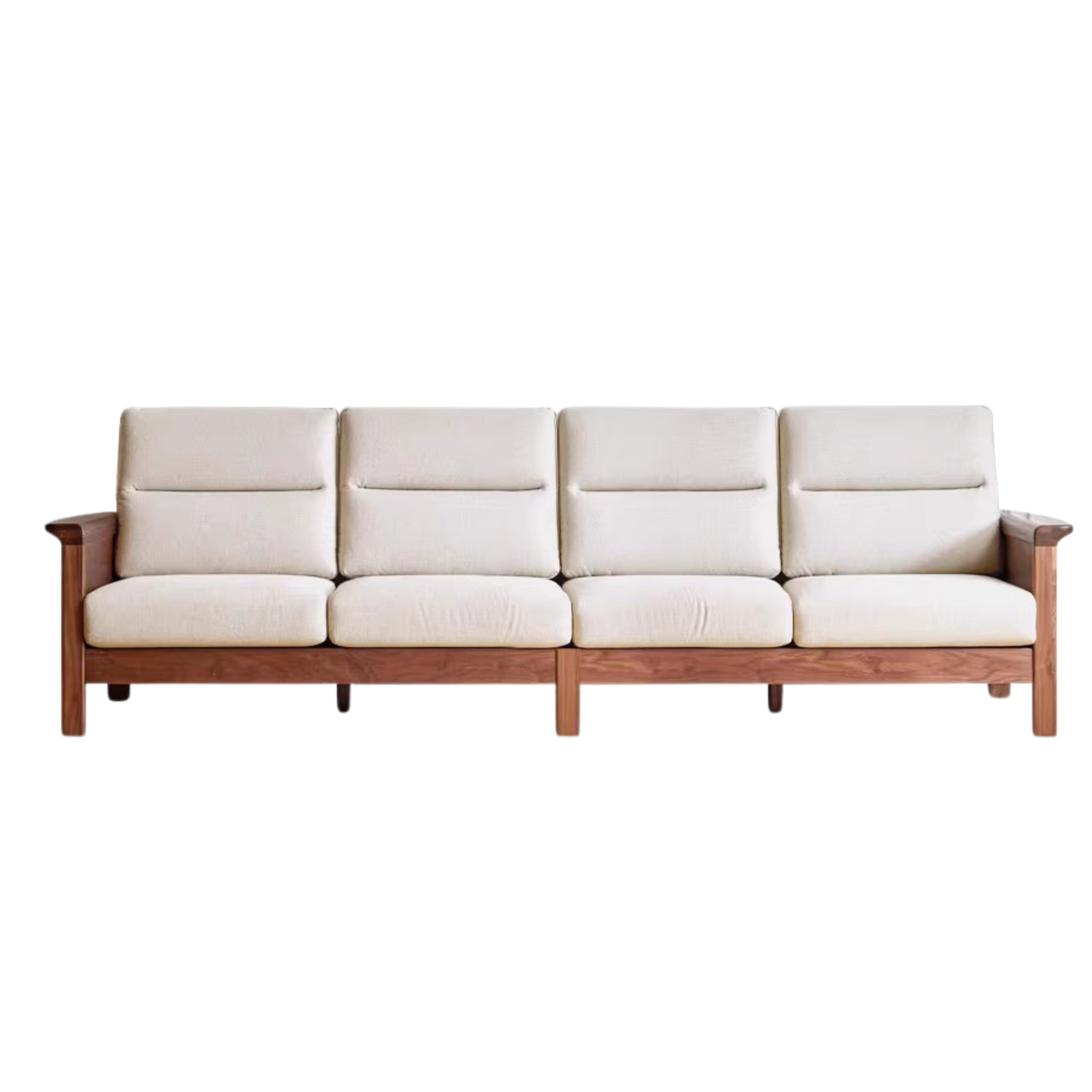 Sandalwood, Black Walnut Solid Wood Fabric Sofa.
