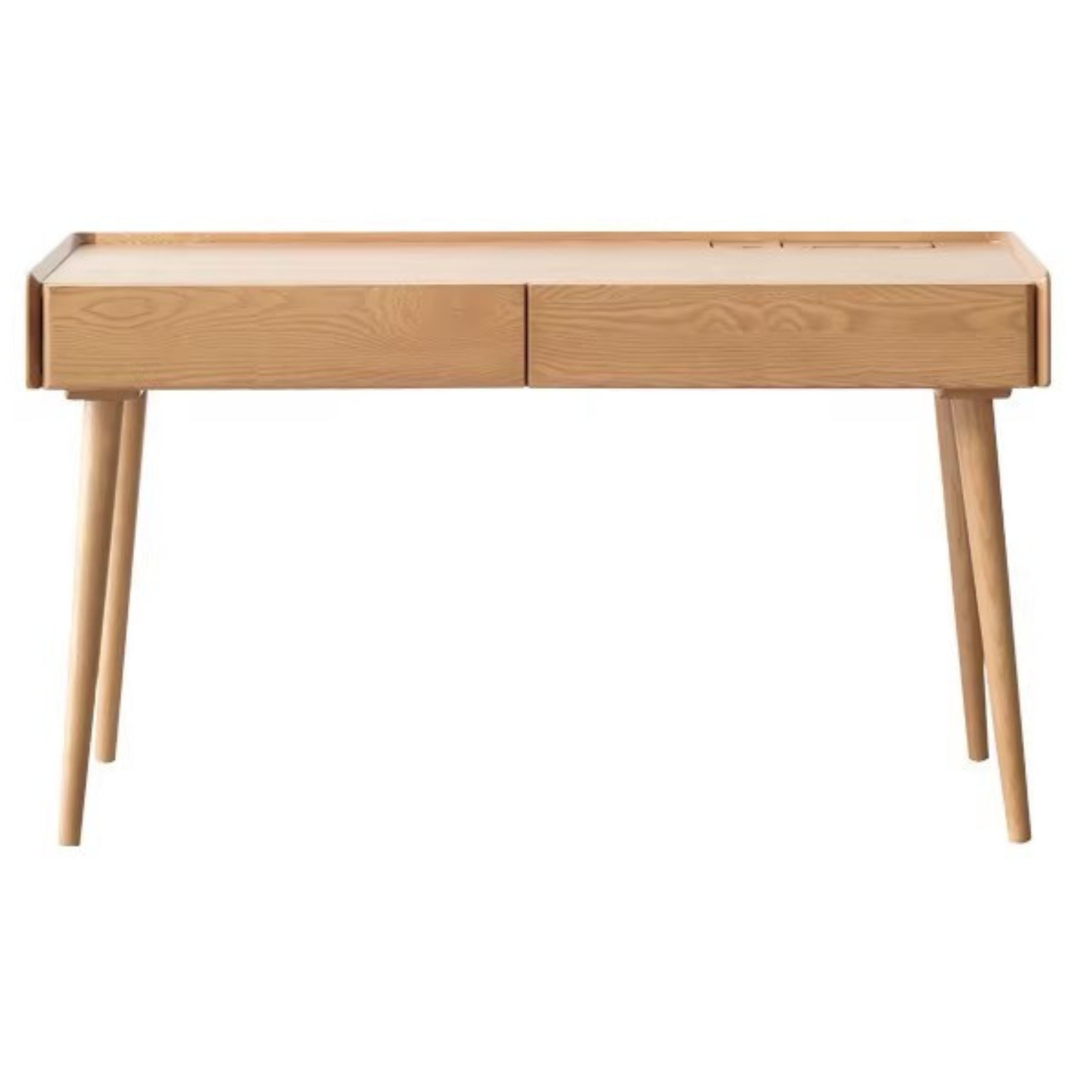 Ash Solid Wood Retractable Desk with Cabinet, Home Office