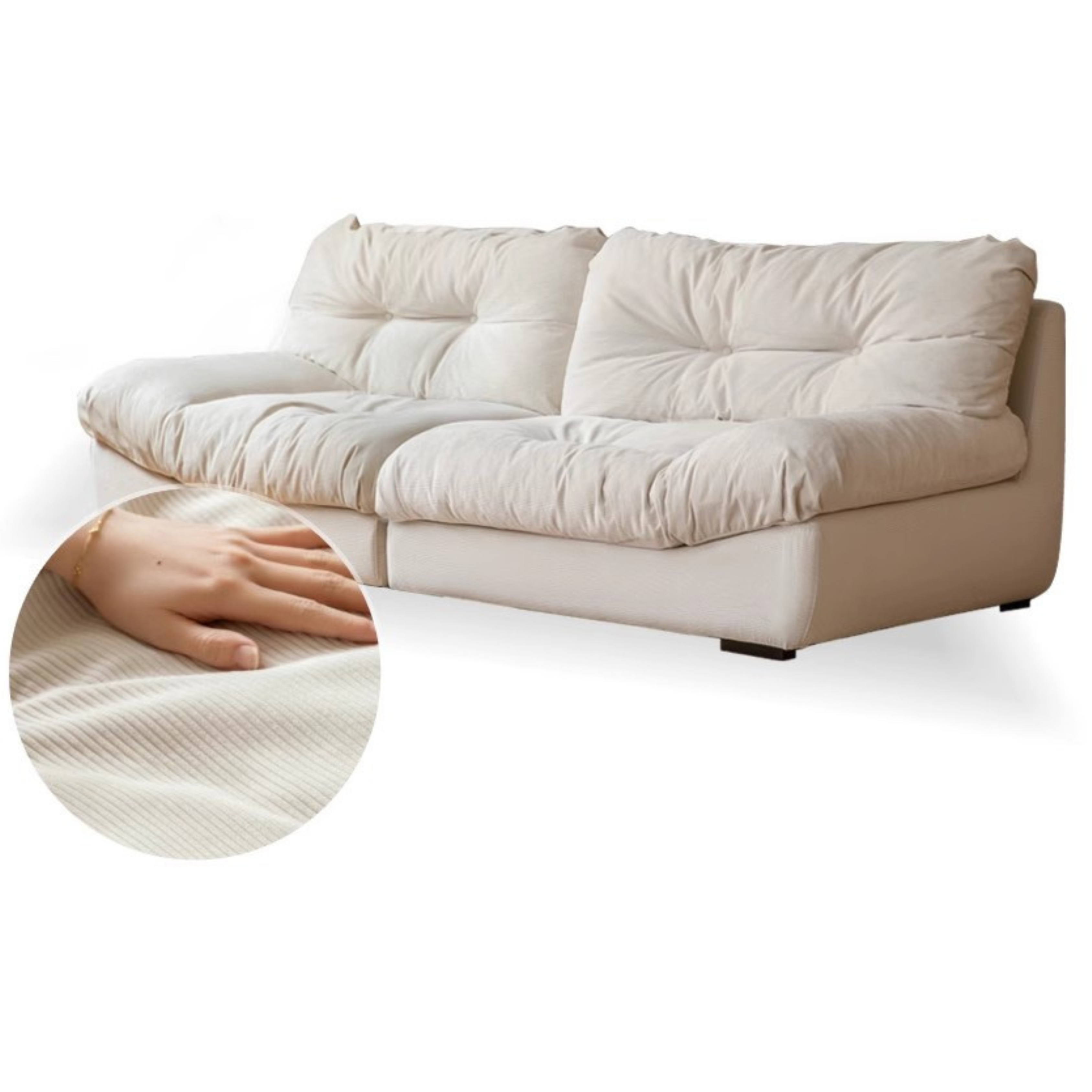 Fabric Italian Style Cloud Sofa With Russian Birch Wood Frame
