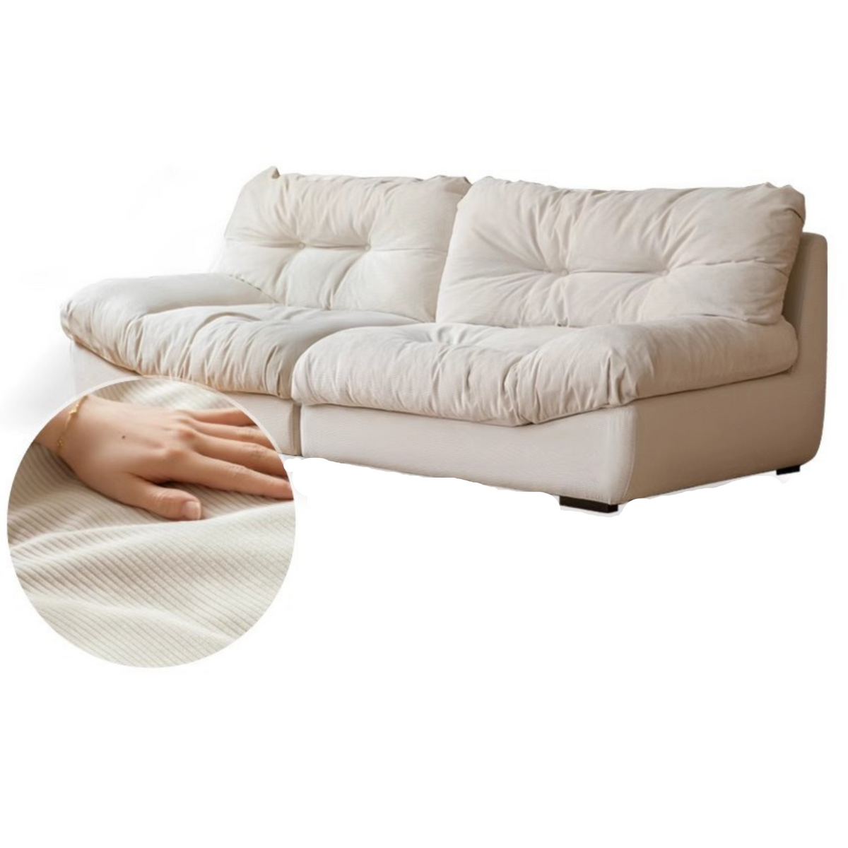 Fabric Italian Style Cloud Sofa With Russian Birch Wood Frame-
