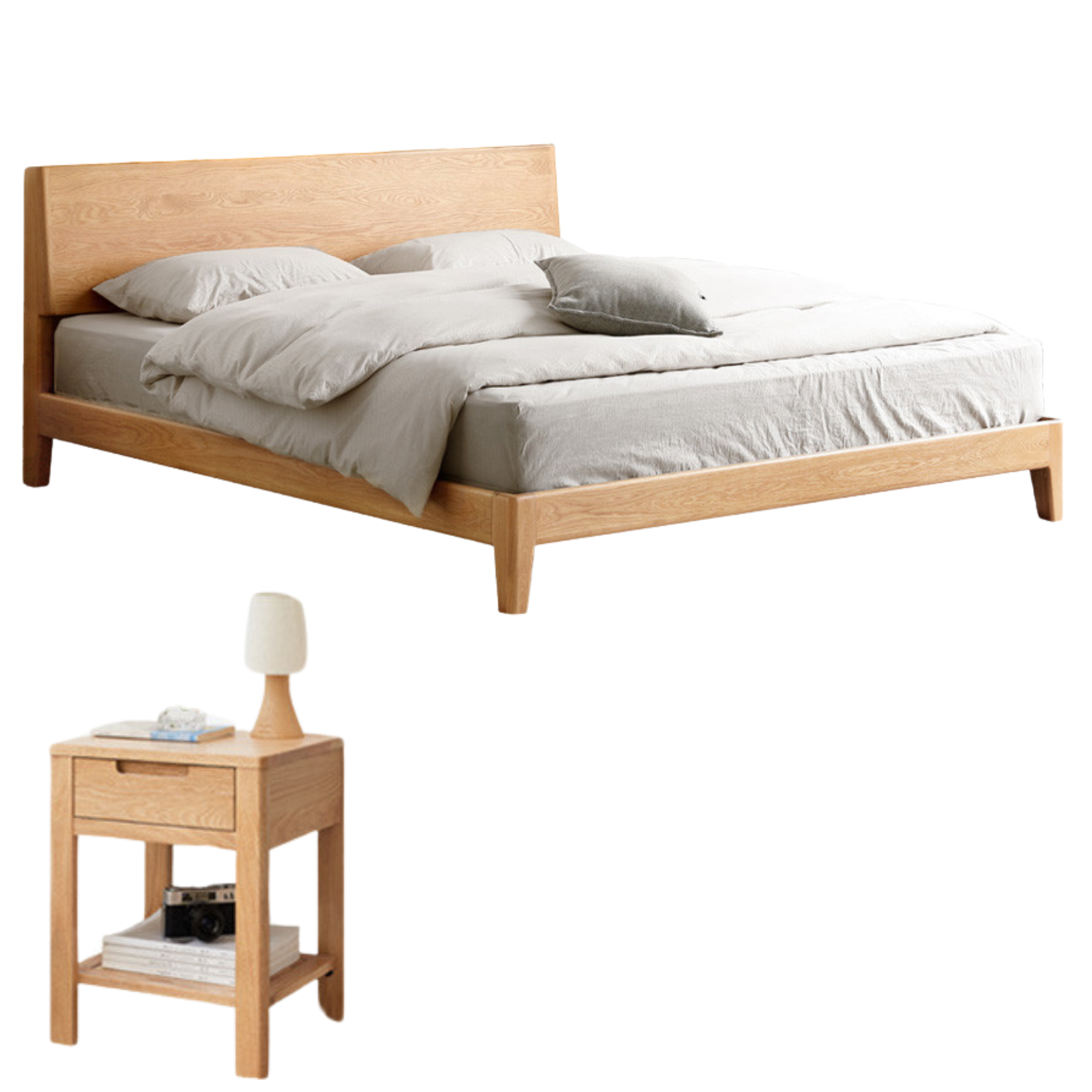 Oak Solid Wood with LED Light Bed