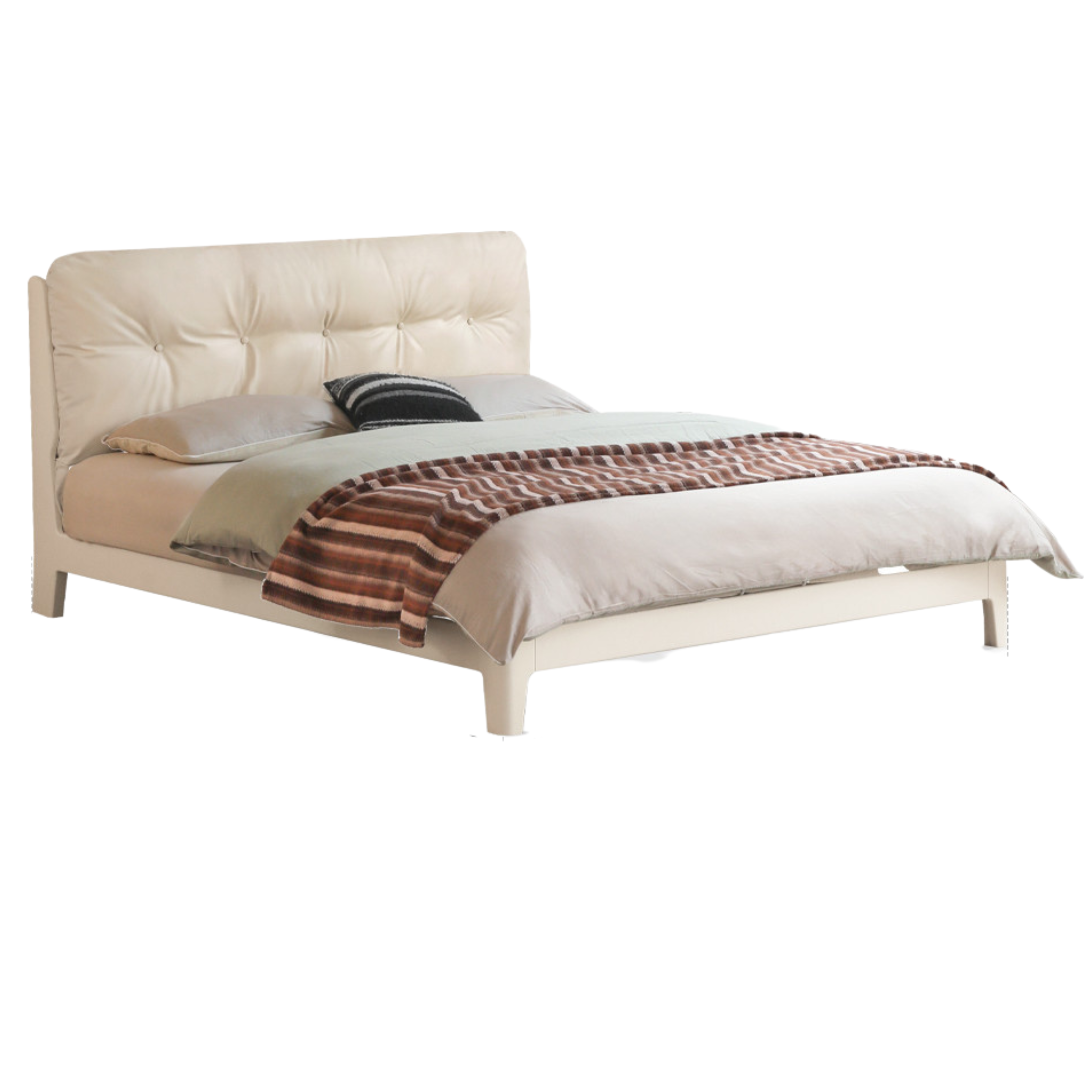 Rubber Solid Wood Fabric Leather Soft Bed