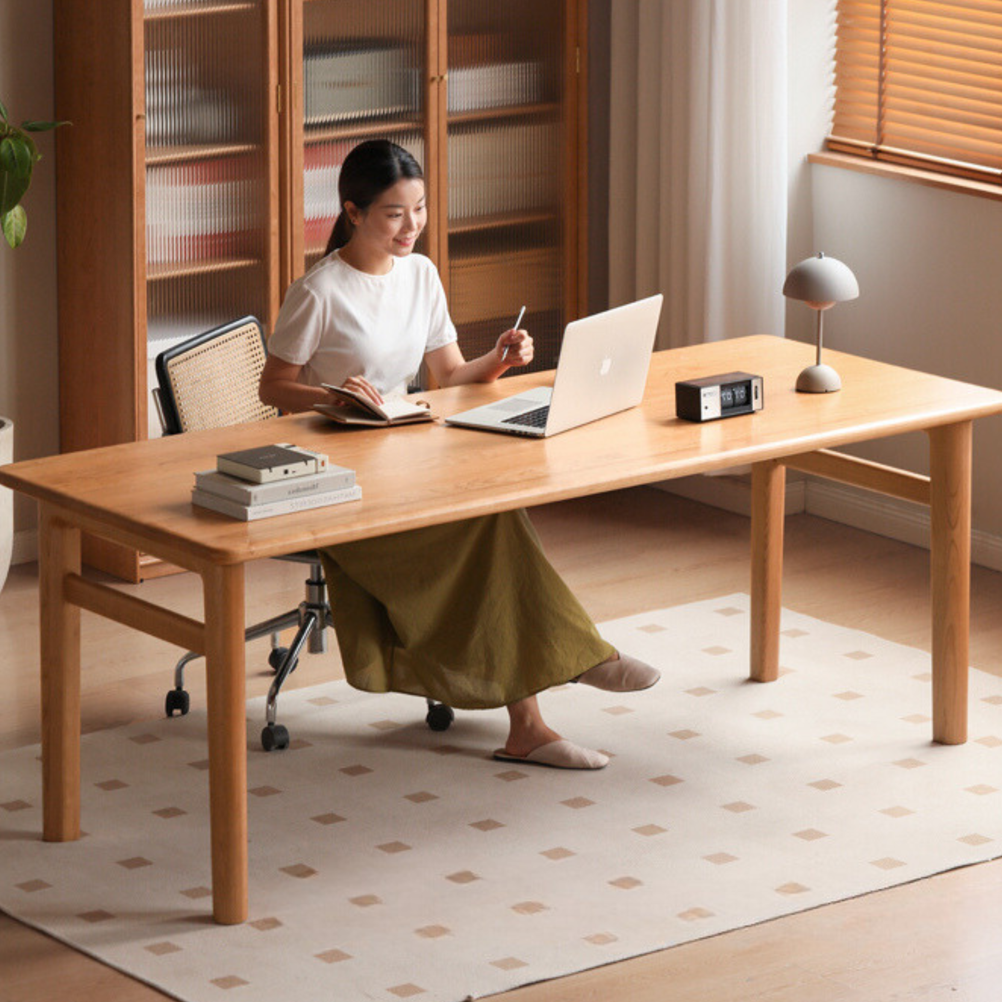 Cherry Solid Wood Office Desk, Large Dining Table