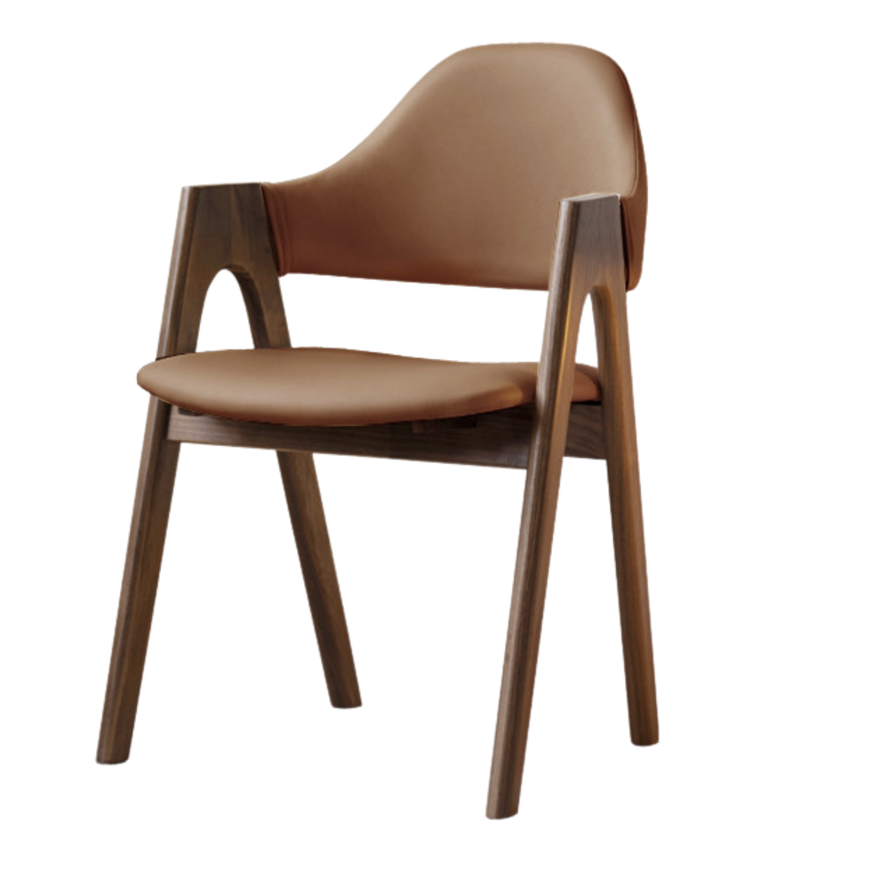 Black Walnut, Oak Solid Wood, Solid RubberWood Organic Leather, fabric Armchair 4 pcs