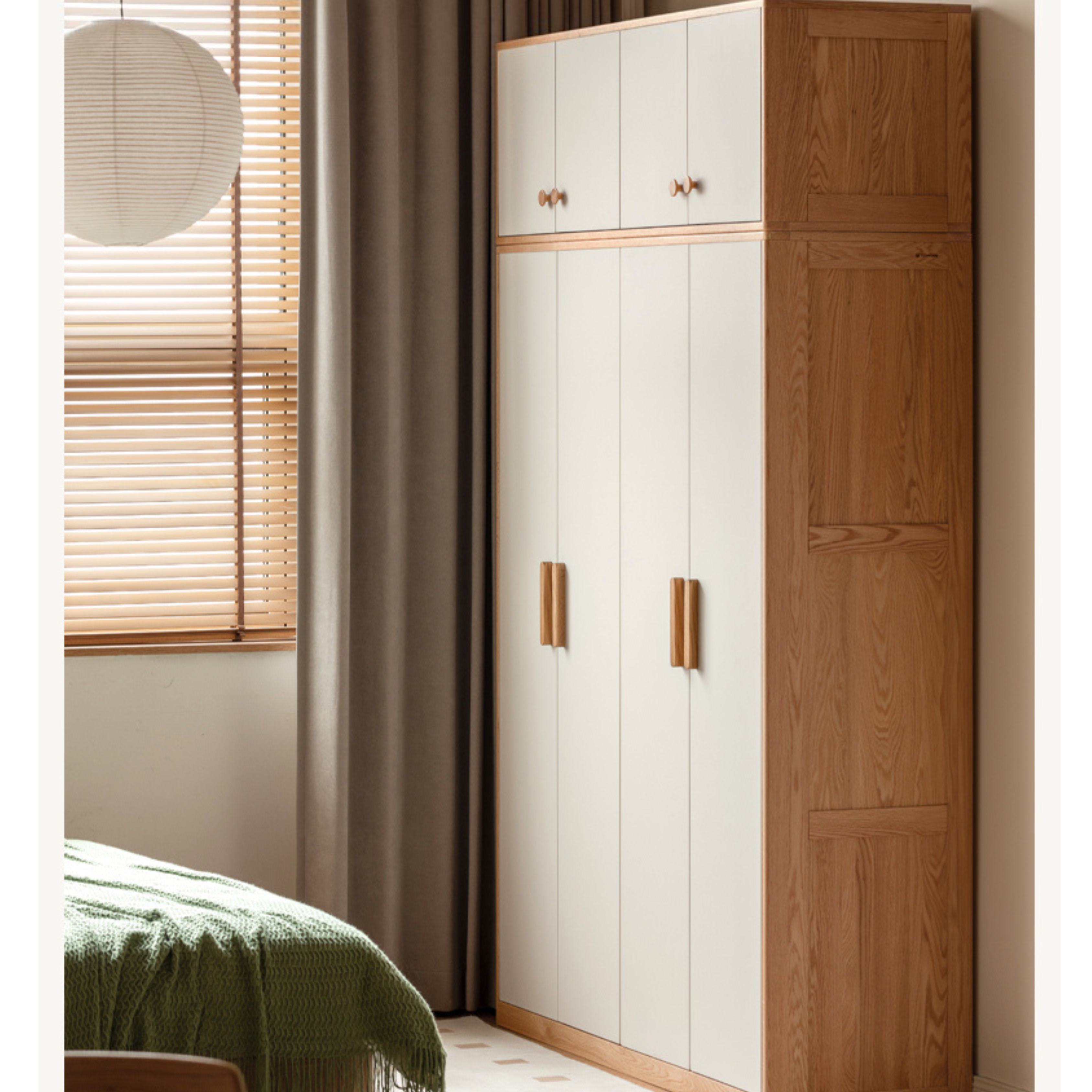 Oak Solid Wood Locker Modern Wardrobe.