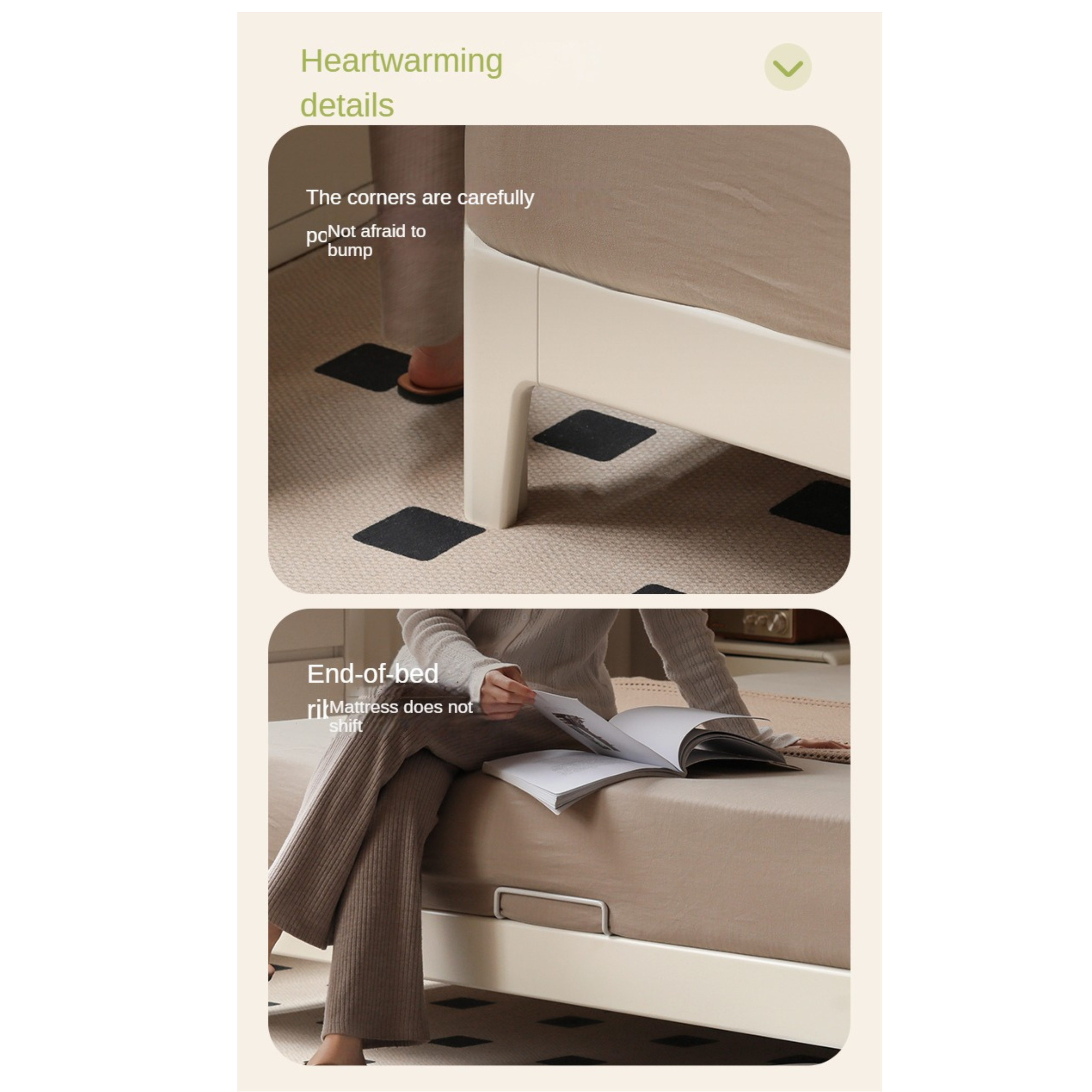 Poplar, Rubberwood Solid Wood Bed Modern Simple Cream Style