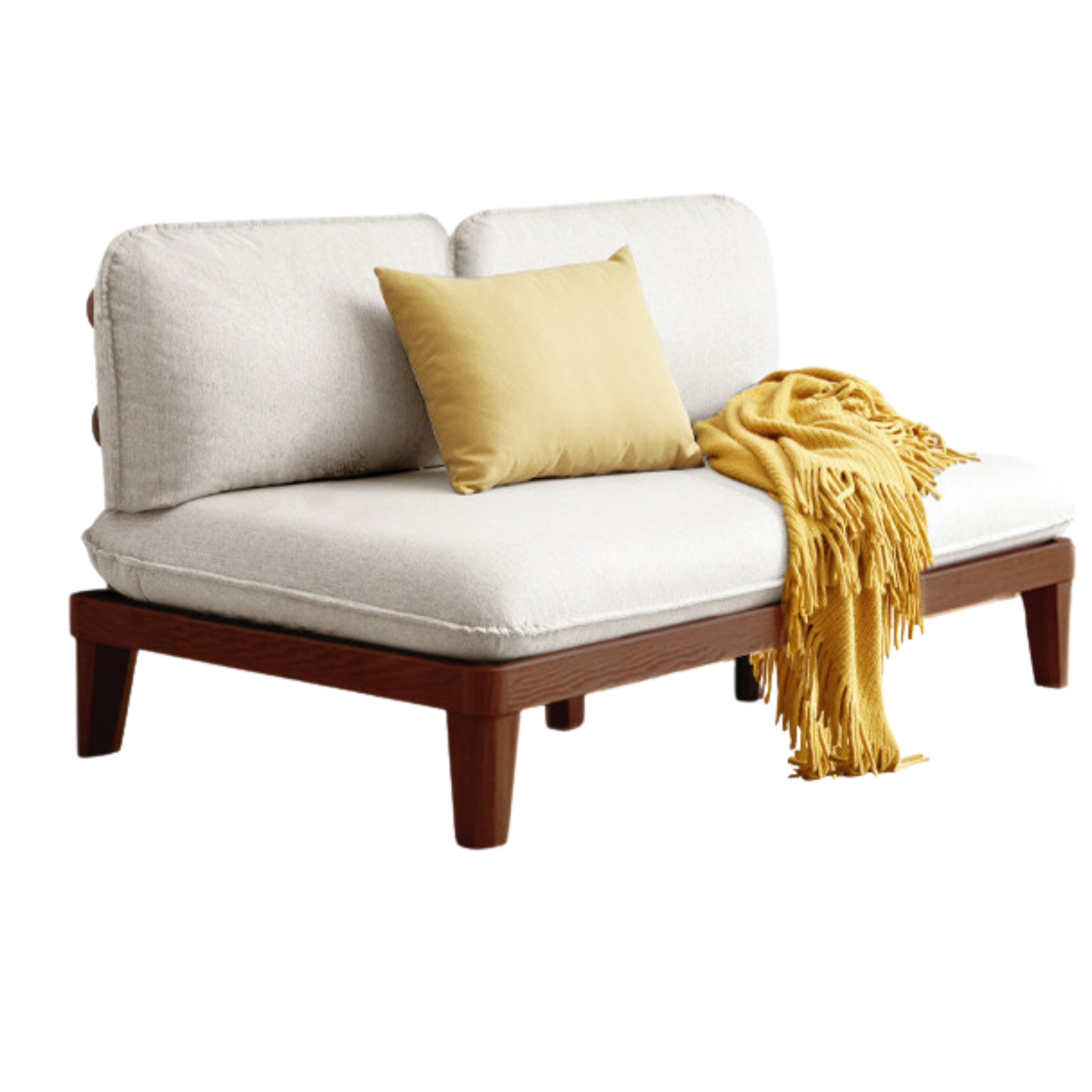 Oak Solid Wood Fabric Sofa.