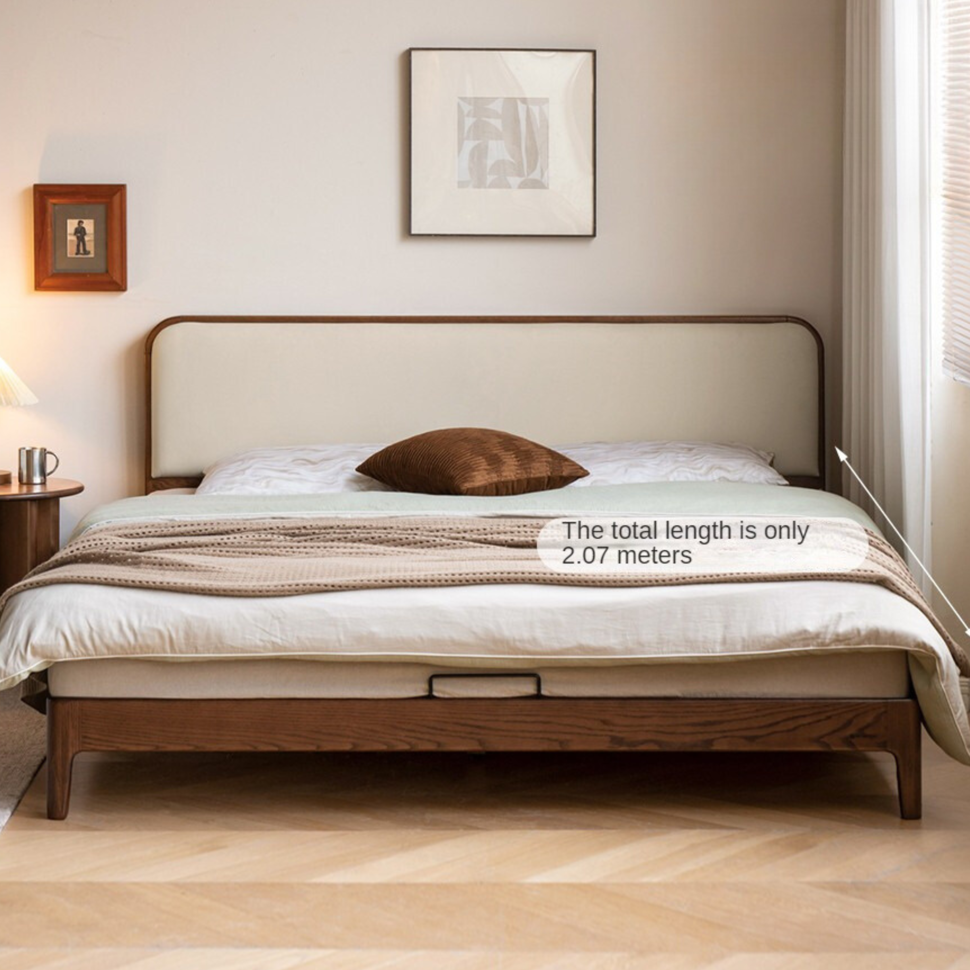 Rubber wood, Oak Solid Wood Bed Technology Fabric
