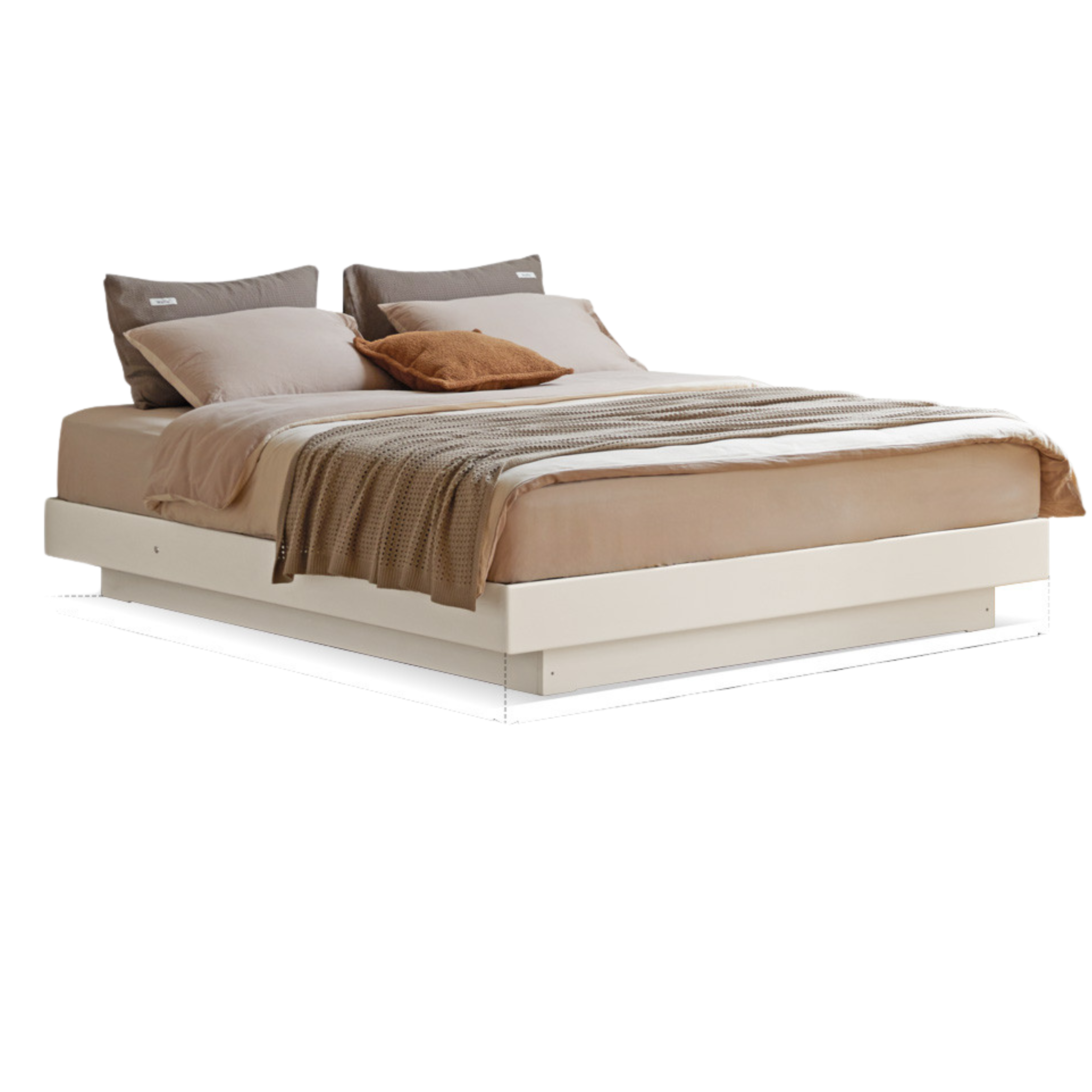 Rubber Solid Wood Suspended Box Platform Bed, Headboard-Free Bed.