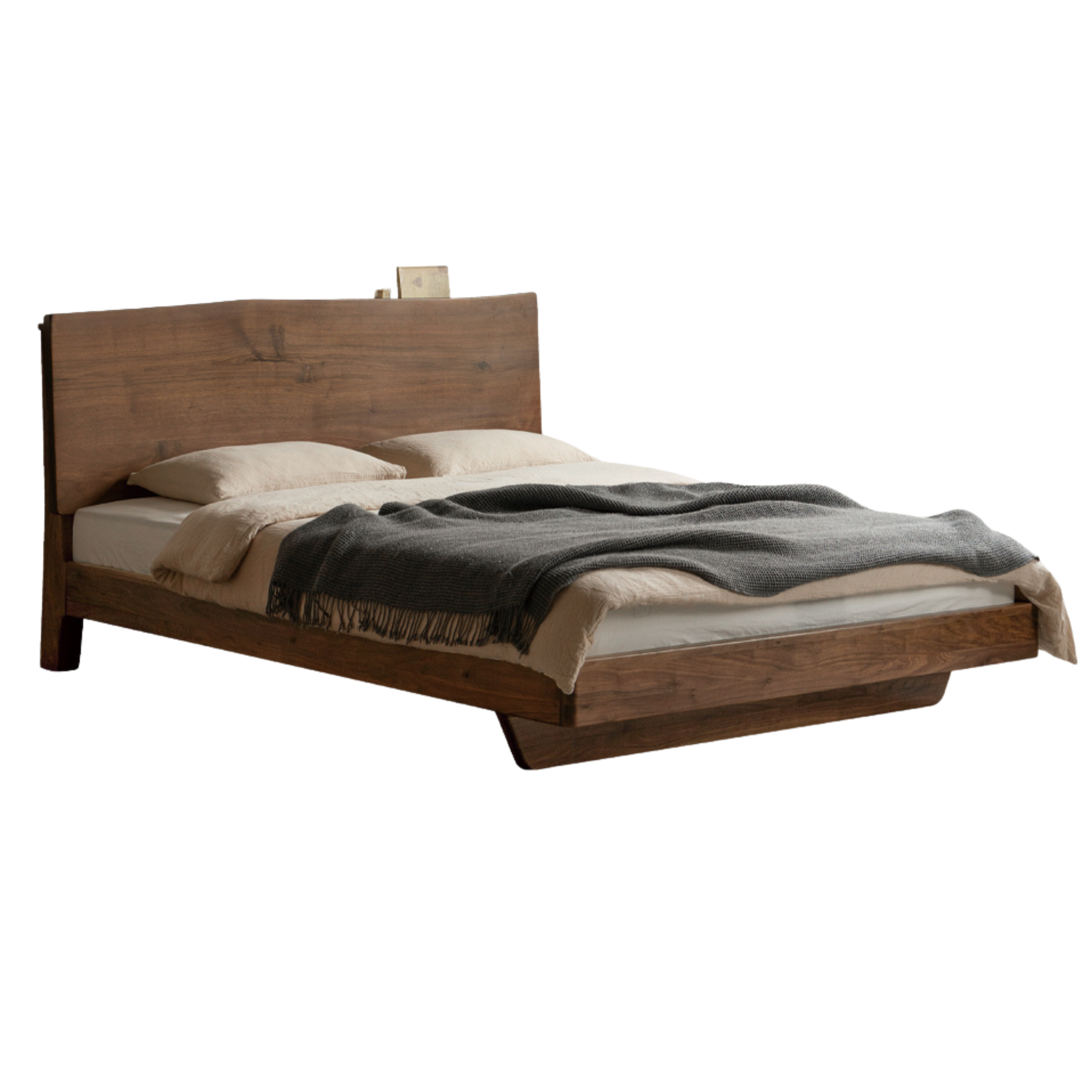 Black Walnut solid wood bed Wabi-sabi style