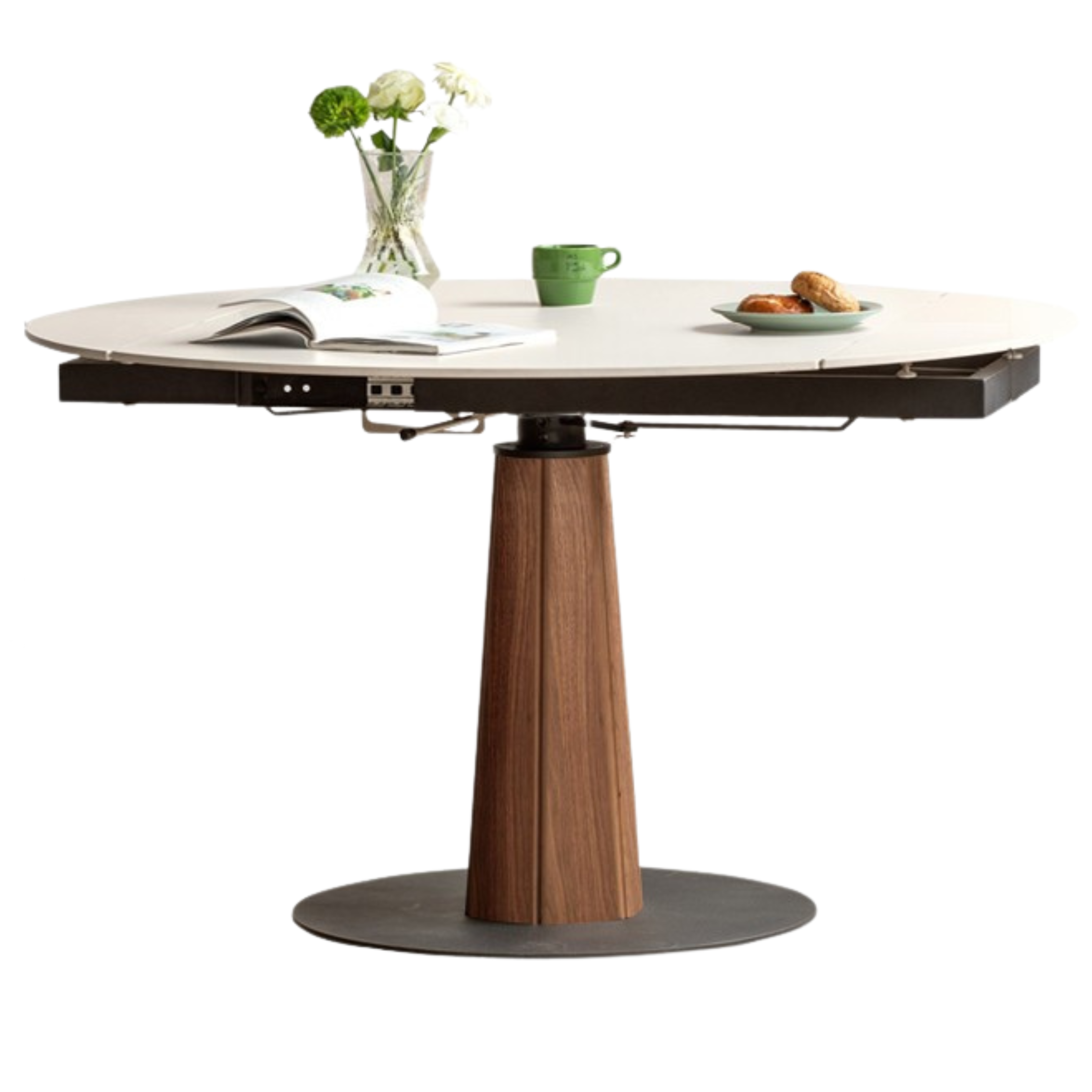 Cherry, Black Walnut, Ash Solid Wood Folding Retro Rock Plate Dining Table