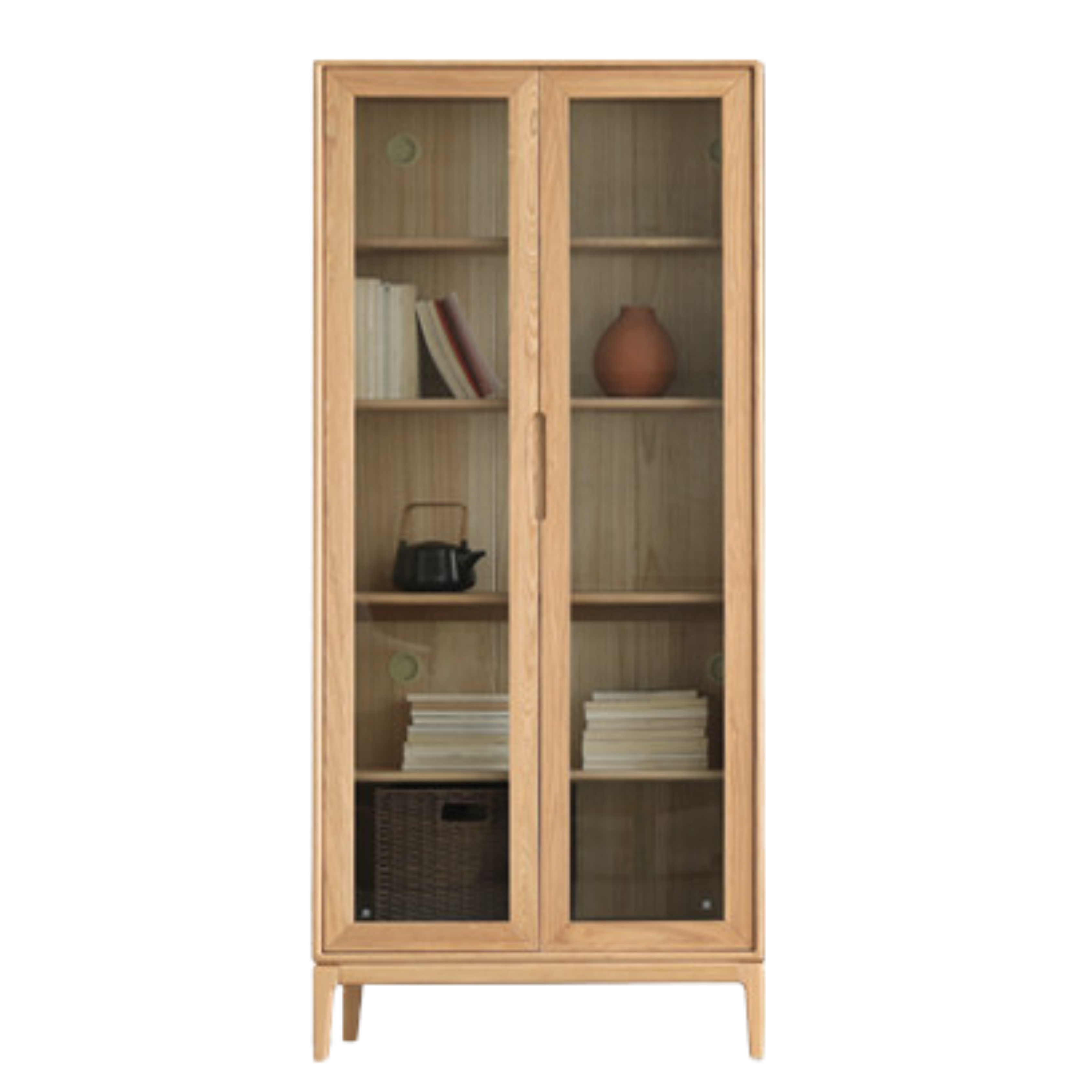 Ash Solid Wood Floor-Standing Bookcase Whole Wall Free Combination Bookshelf