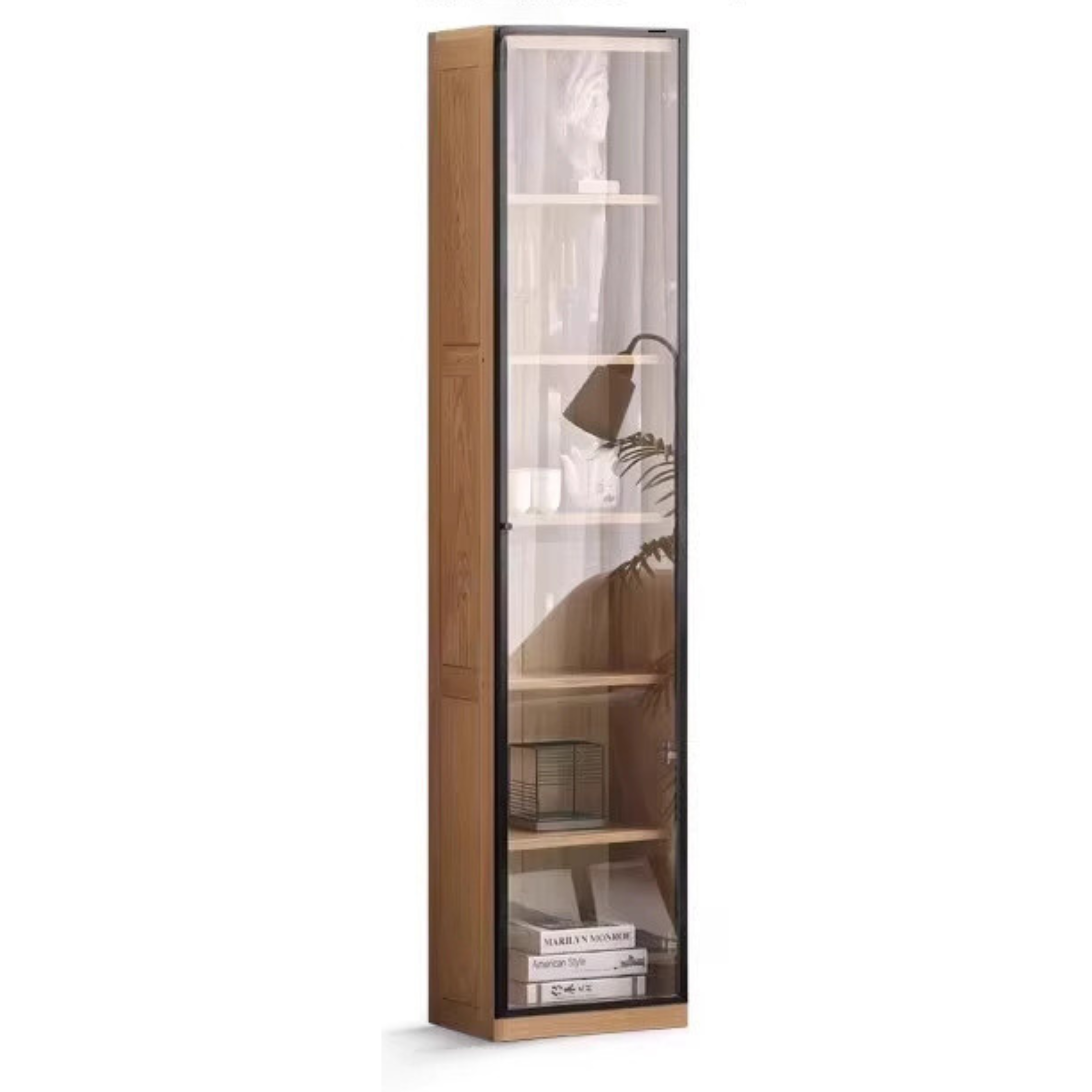Oak, Solid Rubberwood Bookshelf, Bookcase