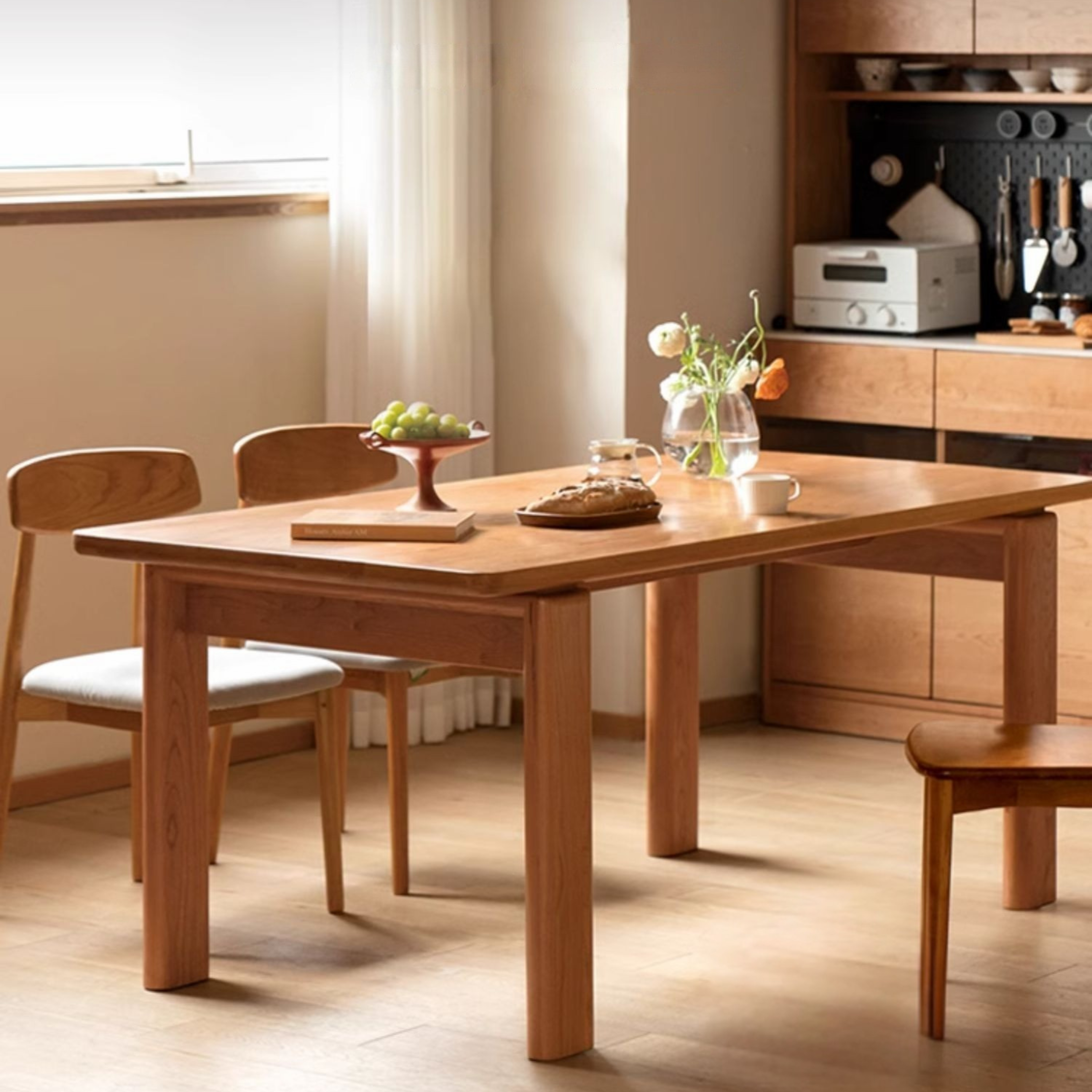 Cherry Solid Wood Long Dining Table