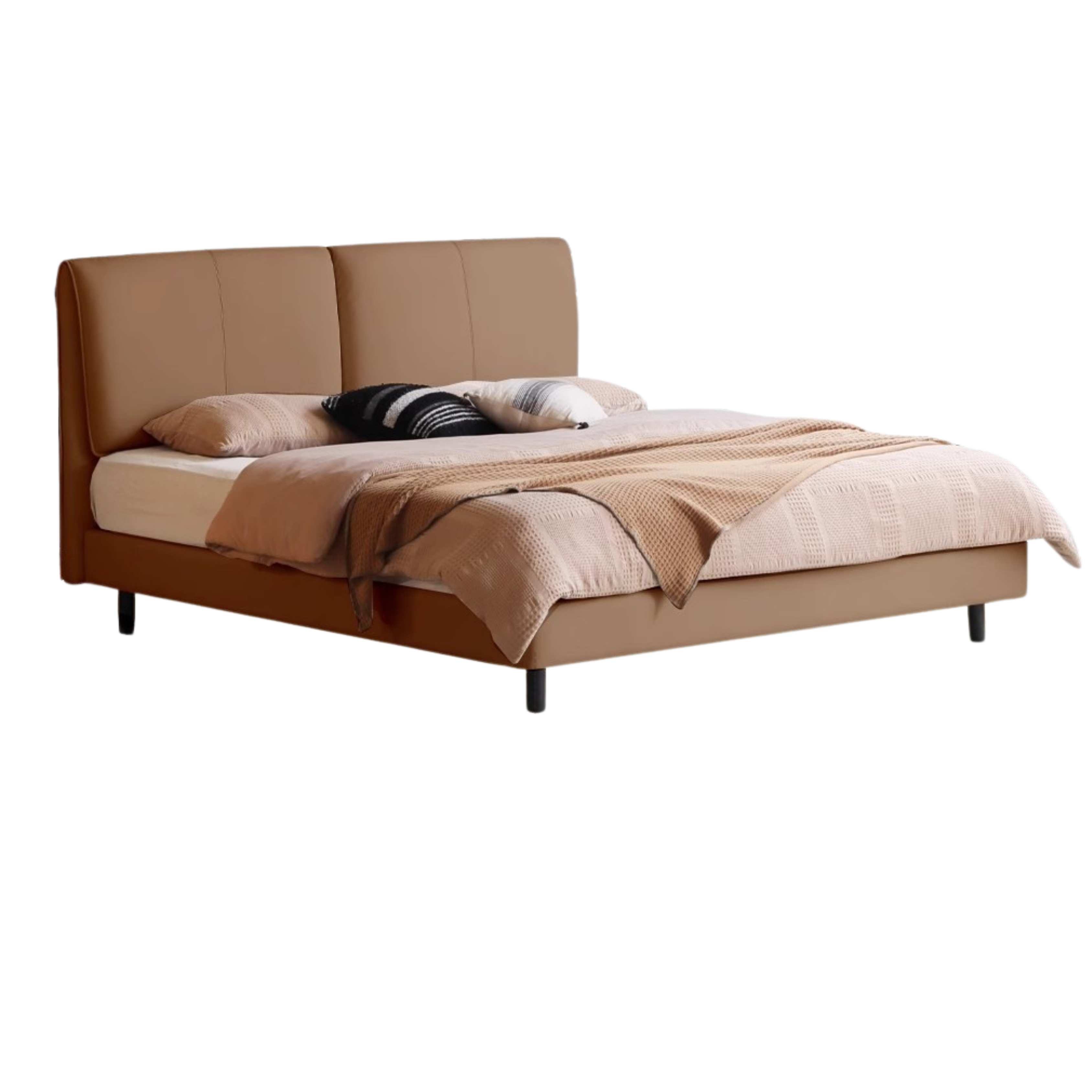 Genuine Leather Soft Bed Cream Style