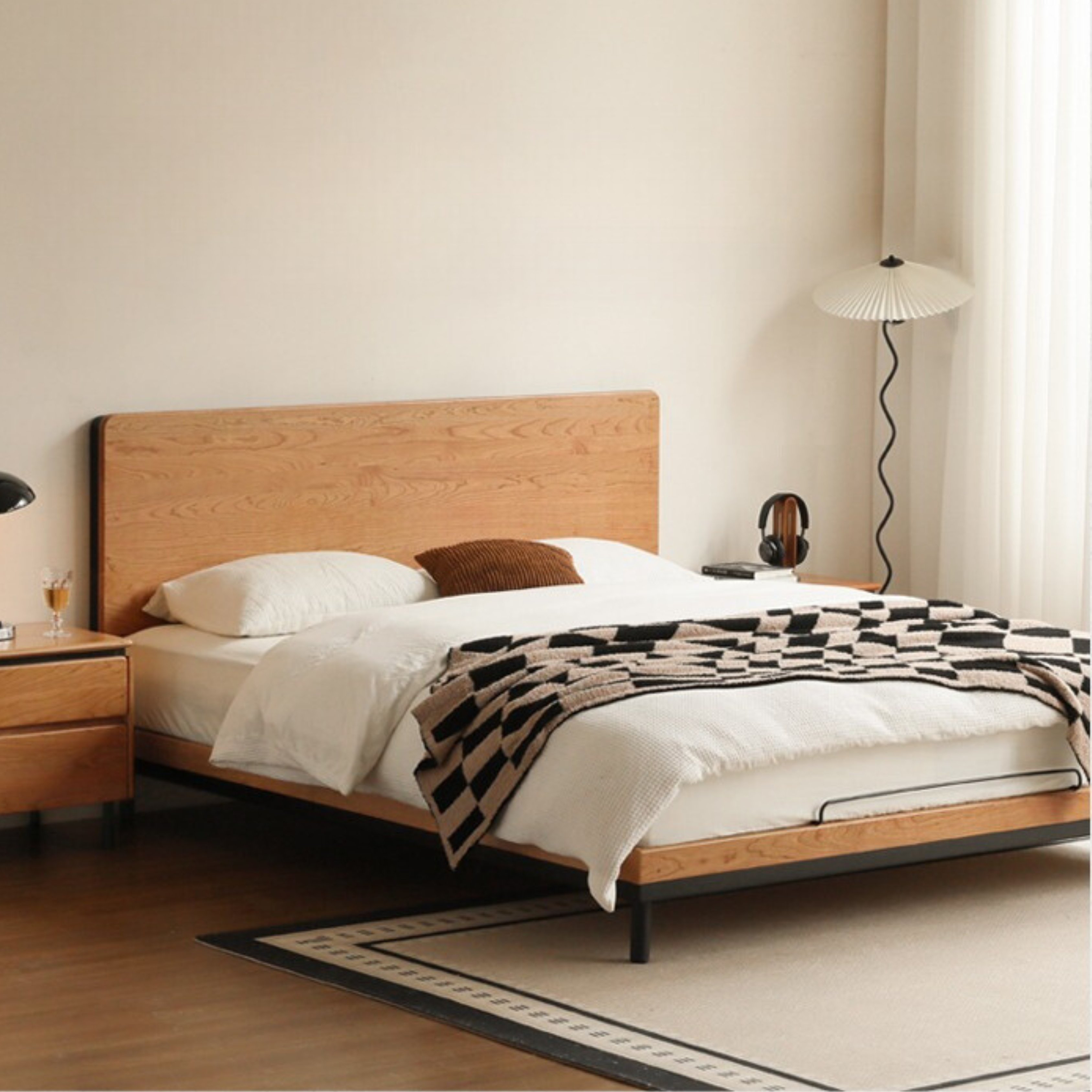 Cherry Solid Wood Bed Medieval Style.