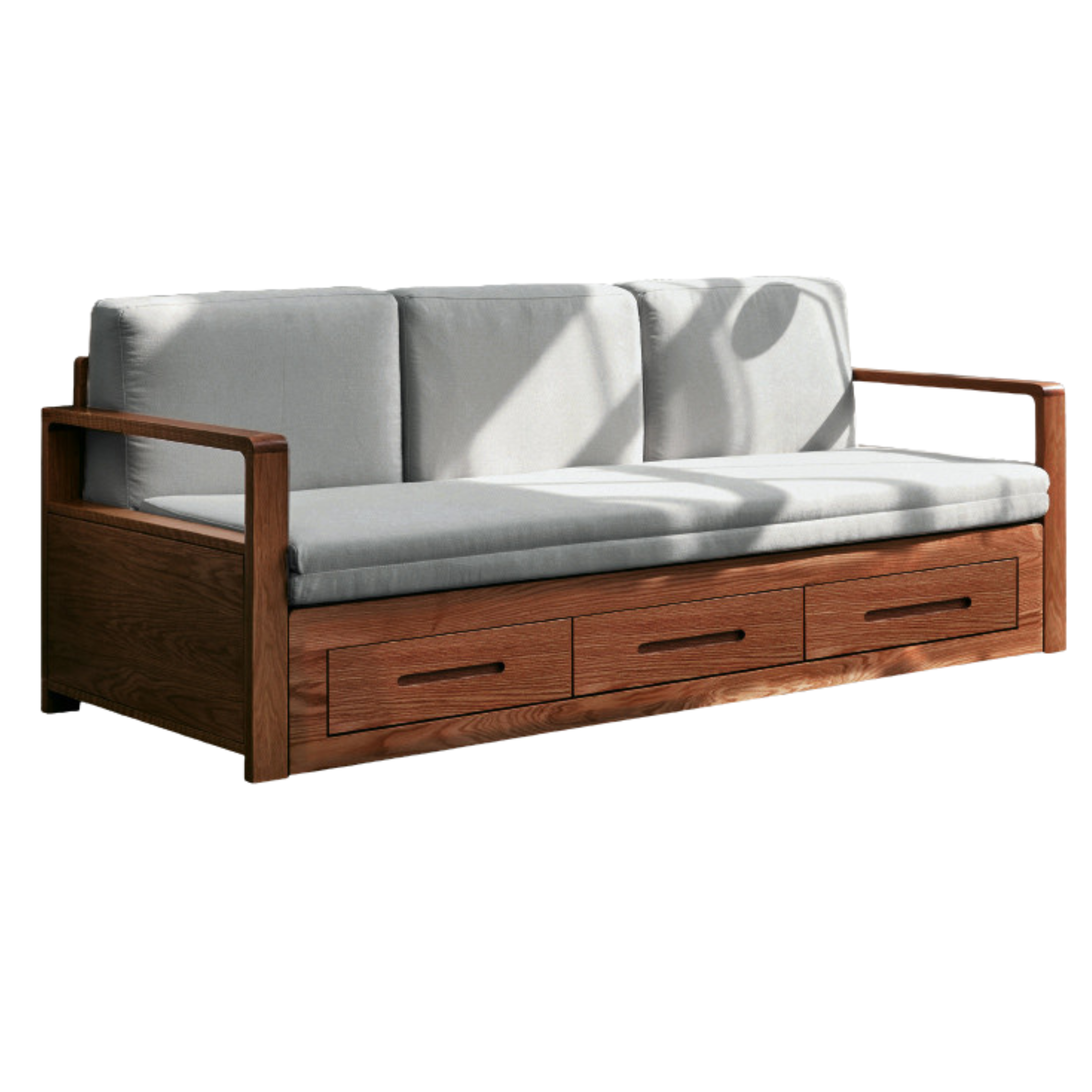 Oak, Ash Solid Woof Folding Storage Sofa Bed.