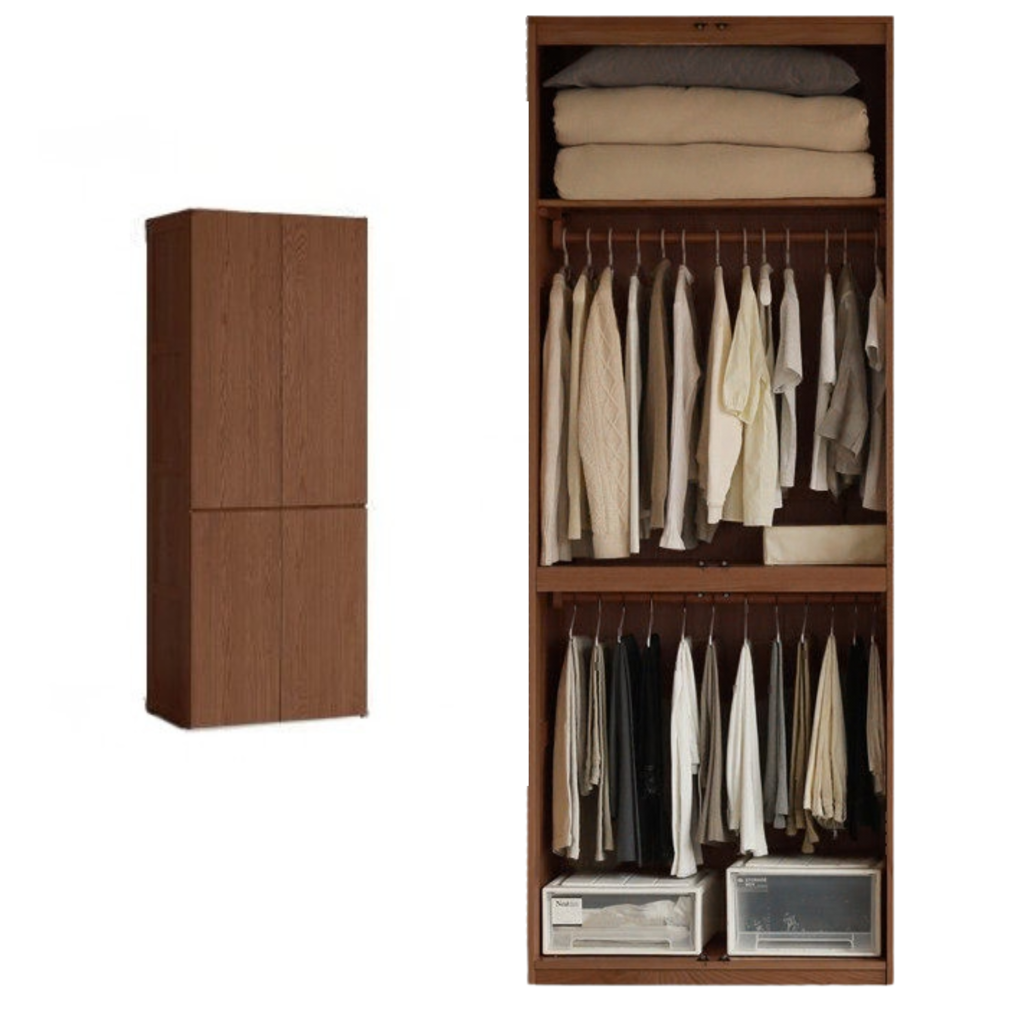Oak Solid Wood Modern Sectional Wardrobe.
