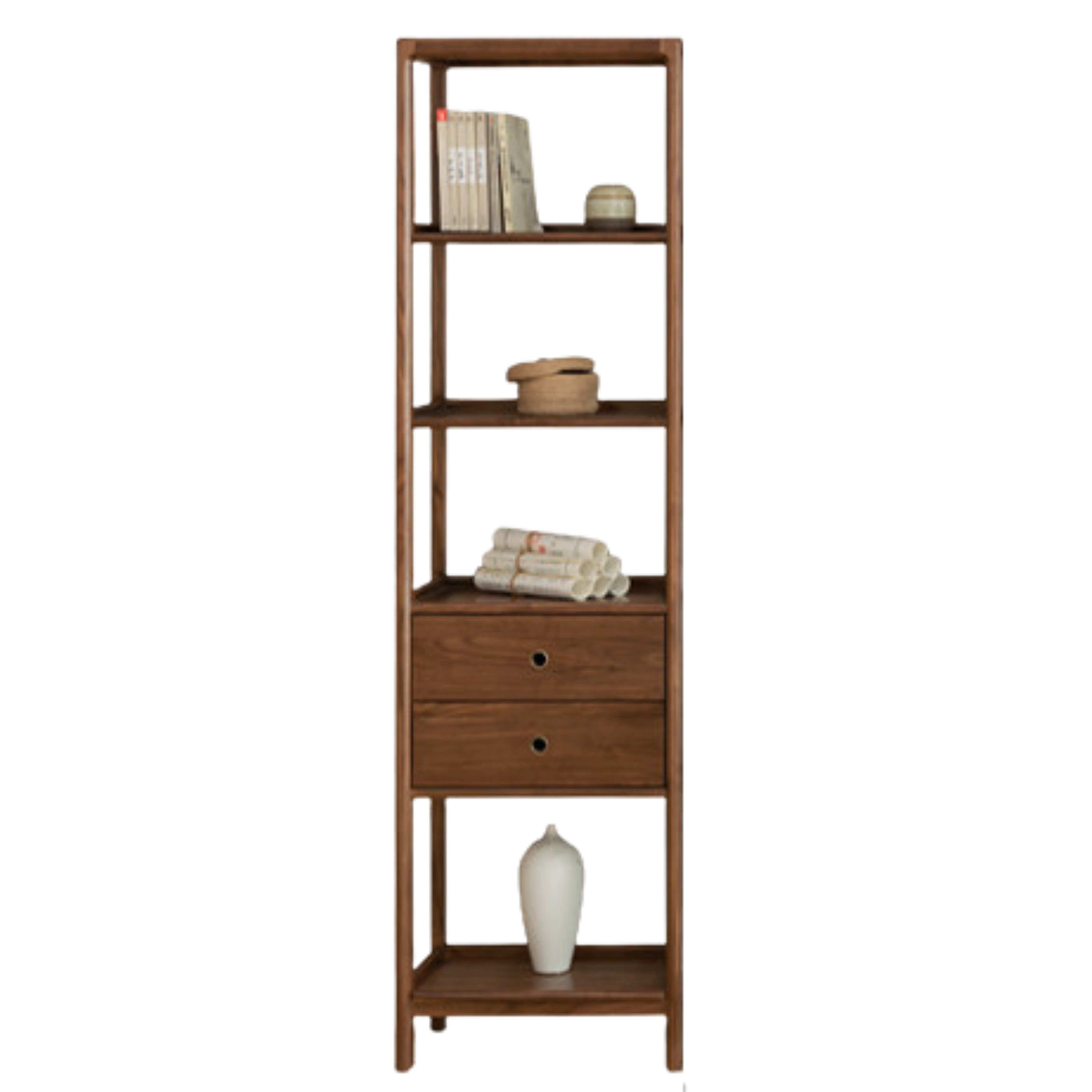 Black Walnut, Ash Solid Wood Bookshelf Combined Bookcase Display Cabinet Wall Shelf