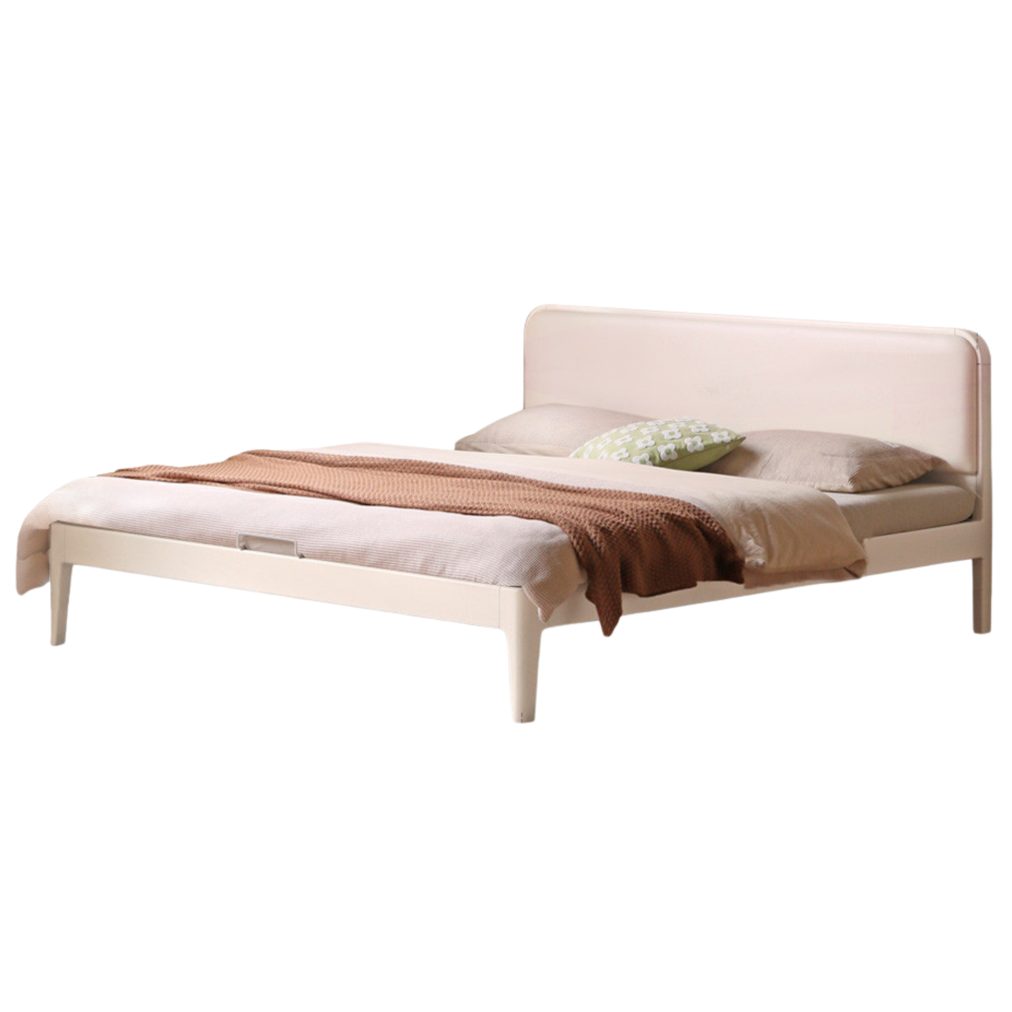 Rubber Wood Solid Wood Soft Bed Cream Style