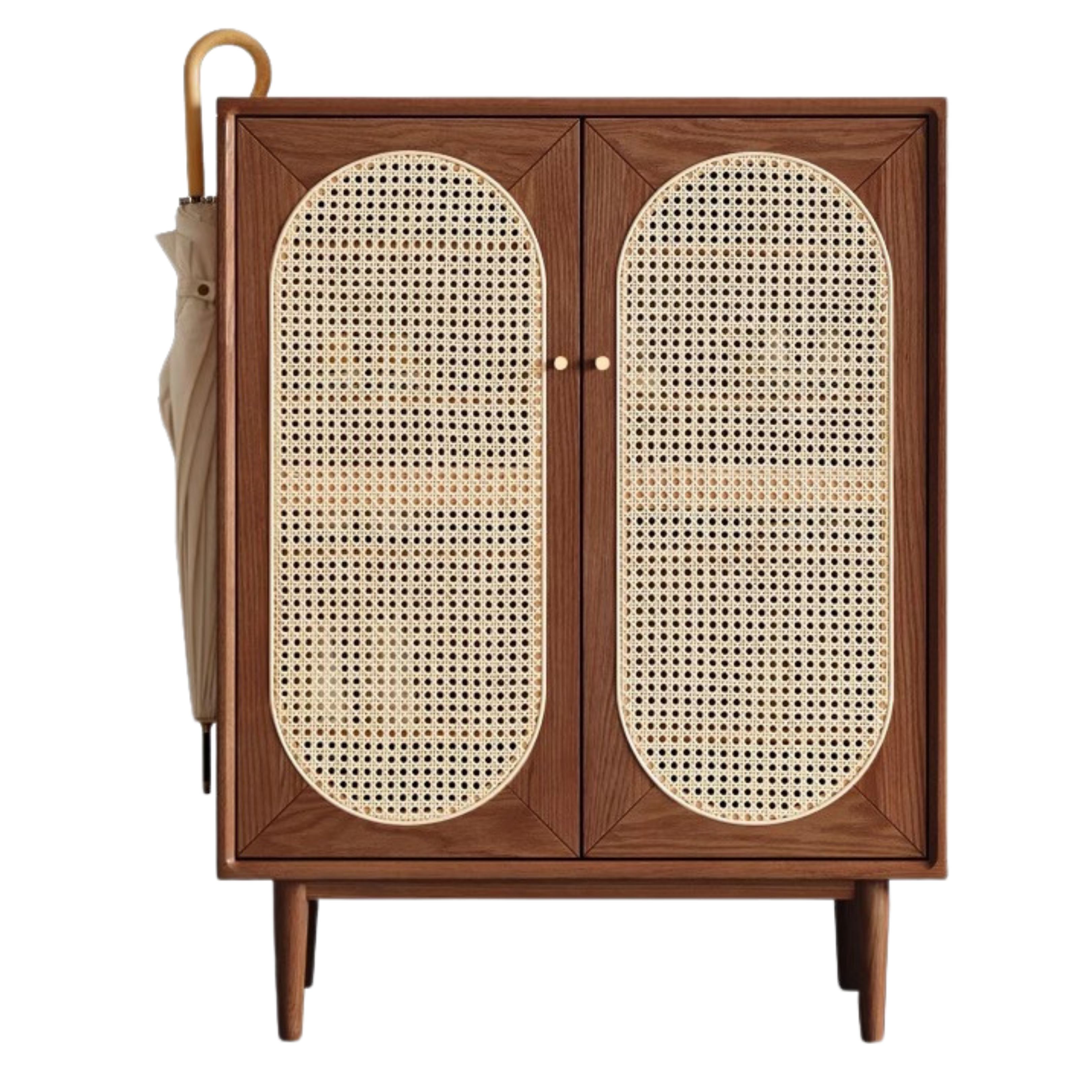 Oak Solid Wood Rattan Shoe Cabinet