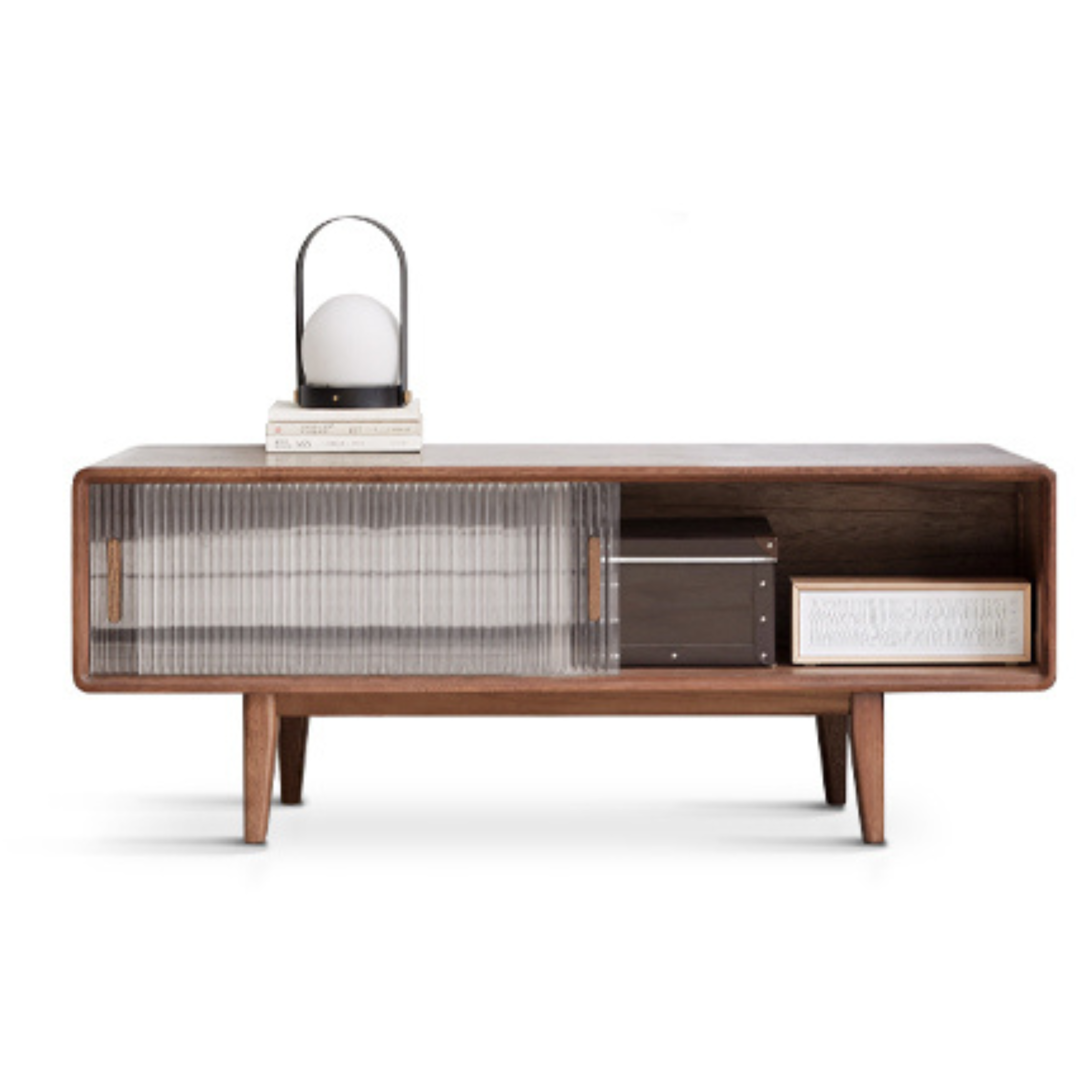 Oak, Solid Rubberwood , Beech Solid Wood TV Stand Glass Sliding Door