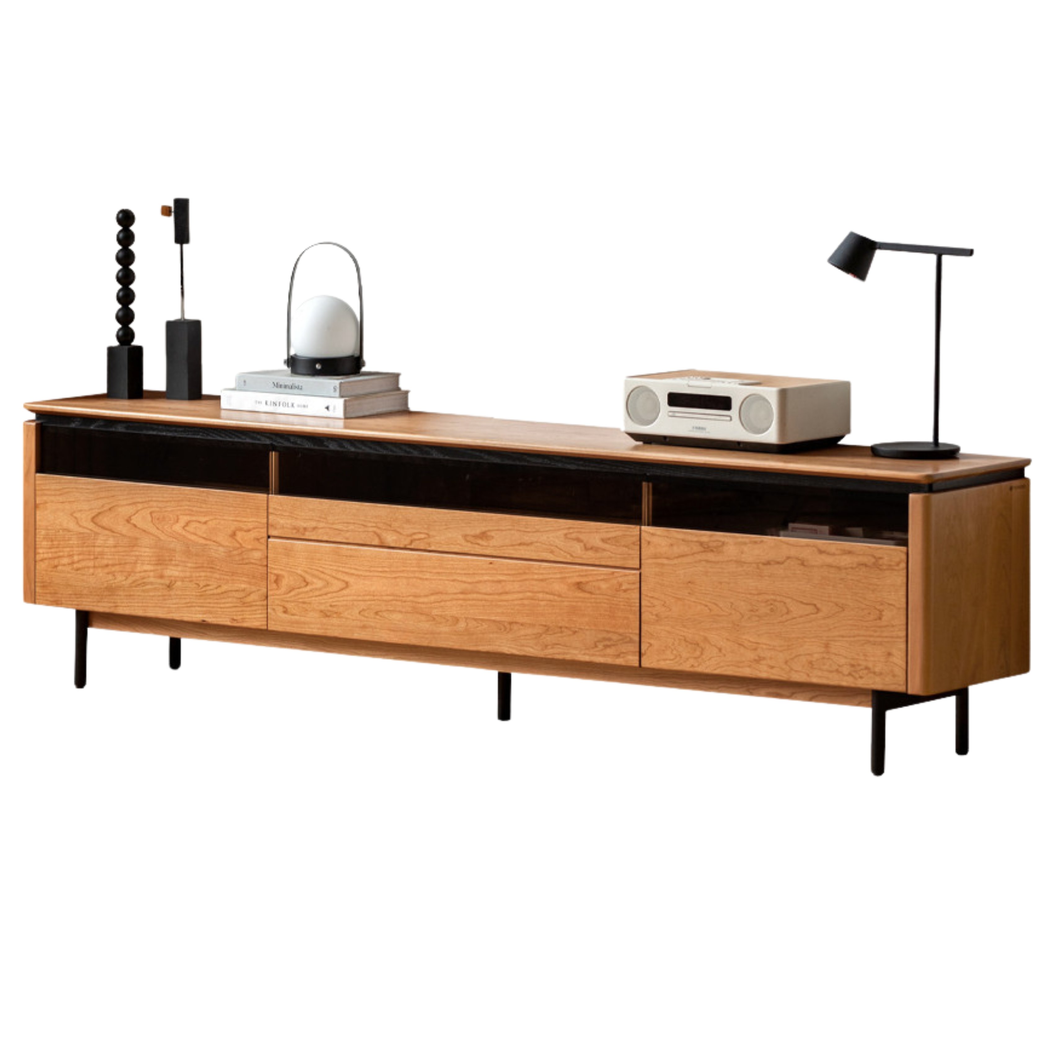 Cherry Solid Wood TV Cabinet Modern Simple))