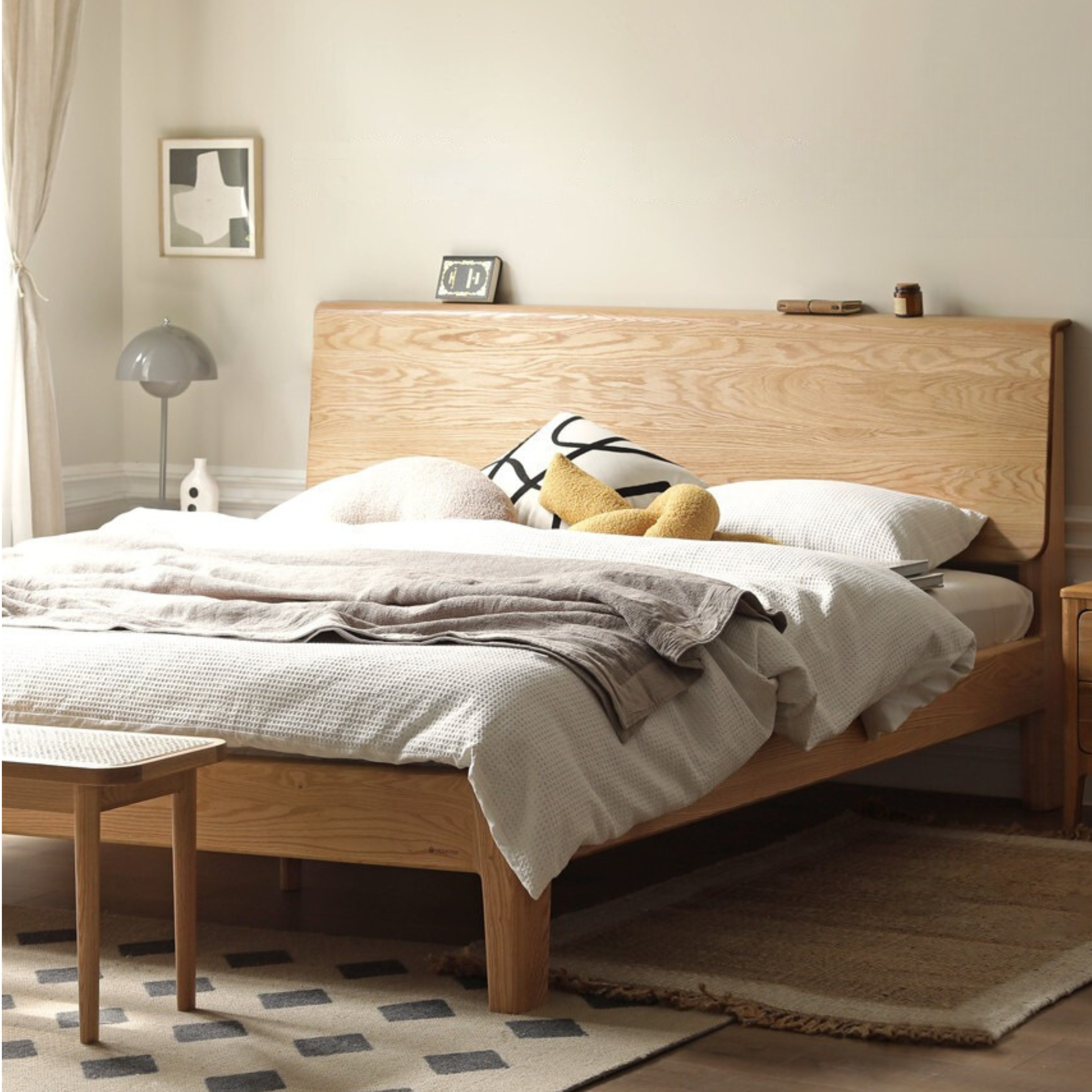 Oak Solid Wood Bed Nordic Modern