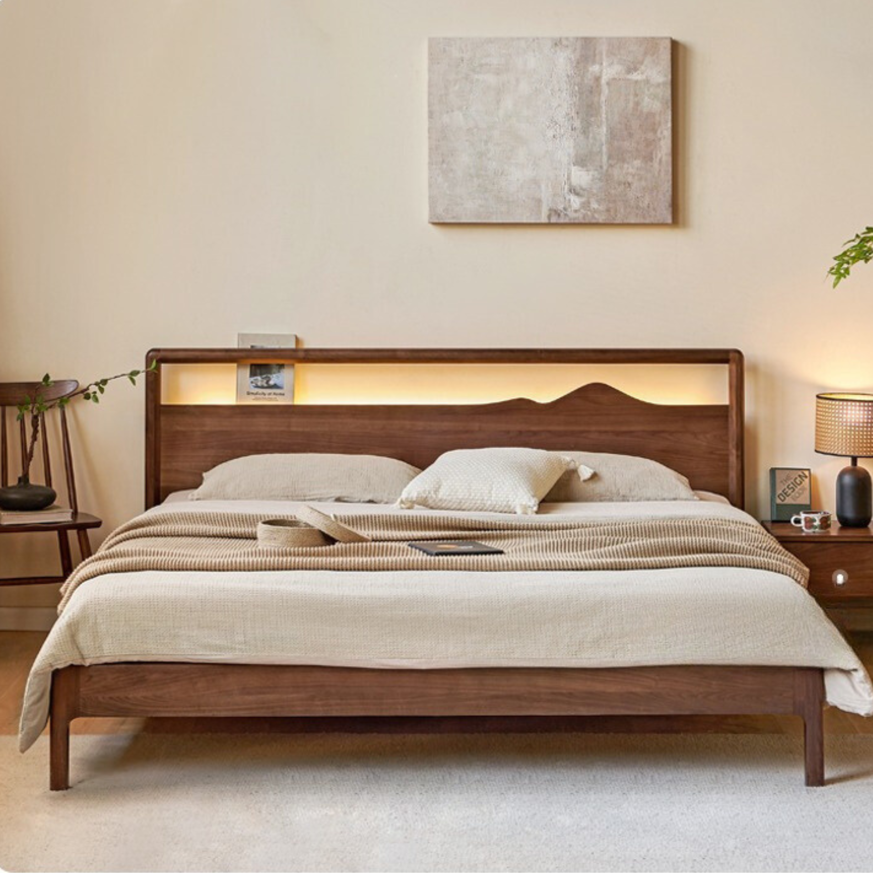 Black walnut, Ash solid wood bed
