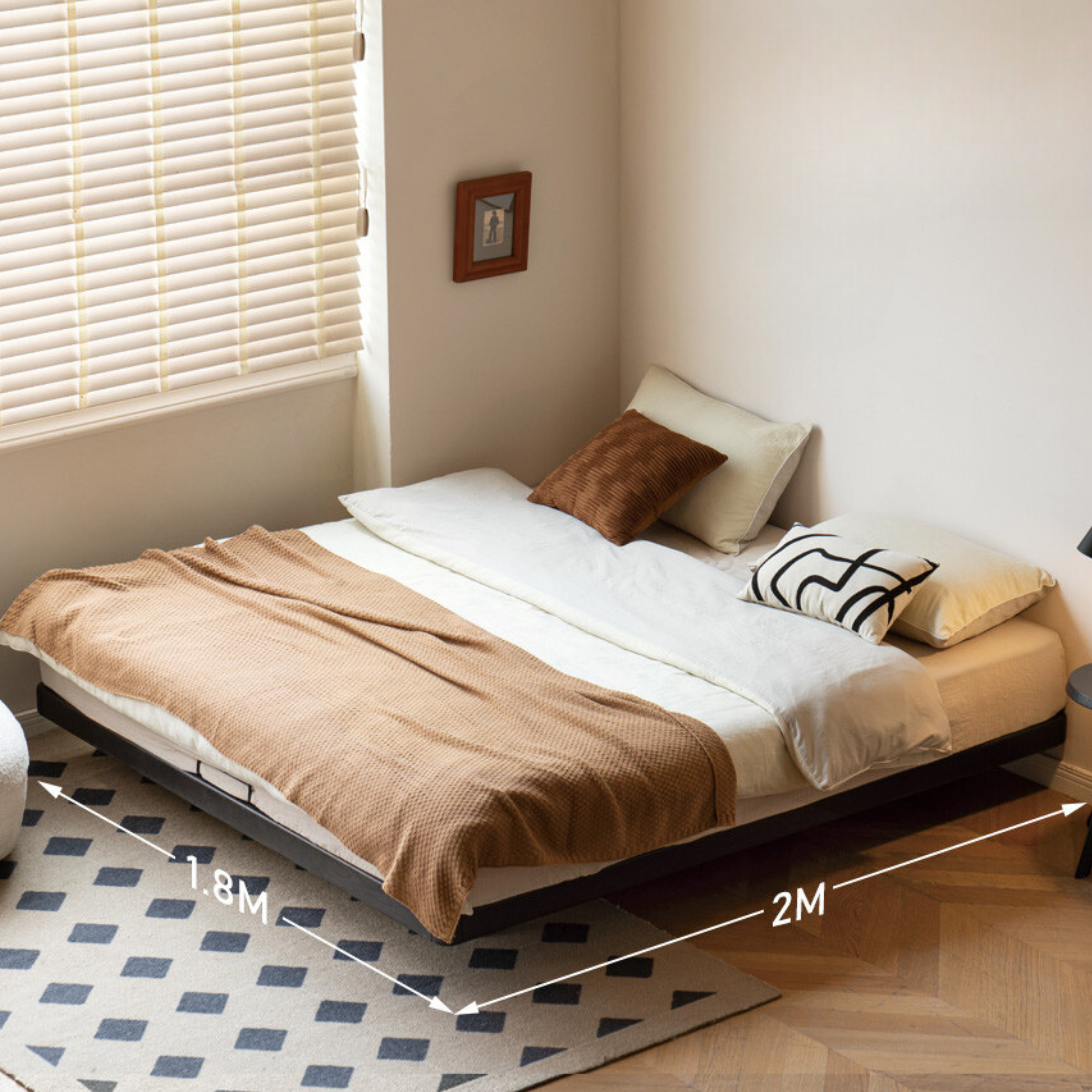 Oak Solid Wood Bed Simple platform bed, headboard-free bed