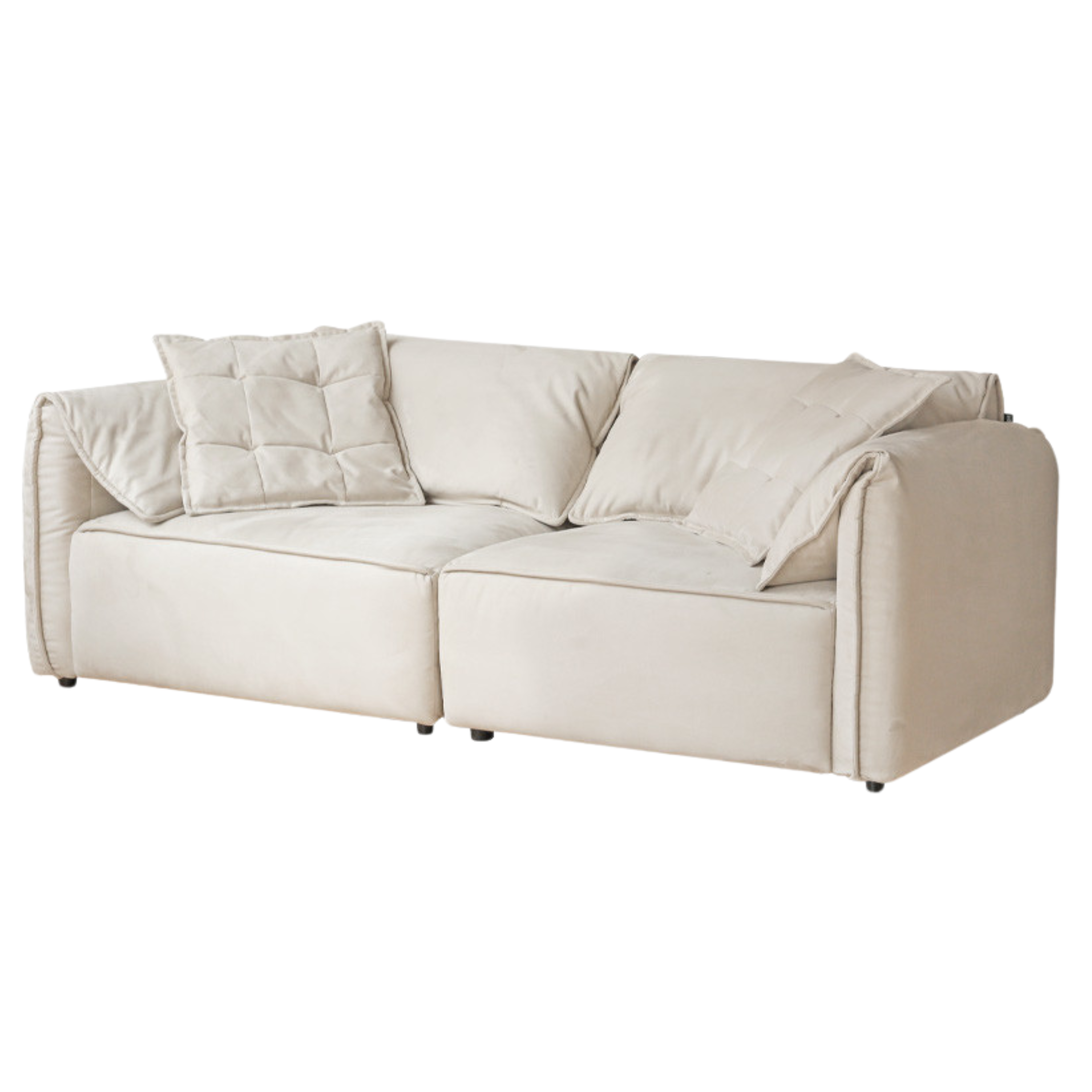 Fabric Modern Tofu Block Elephant Ear Down Sofa.
