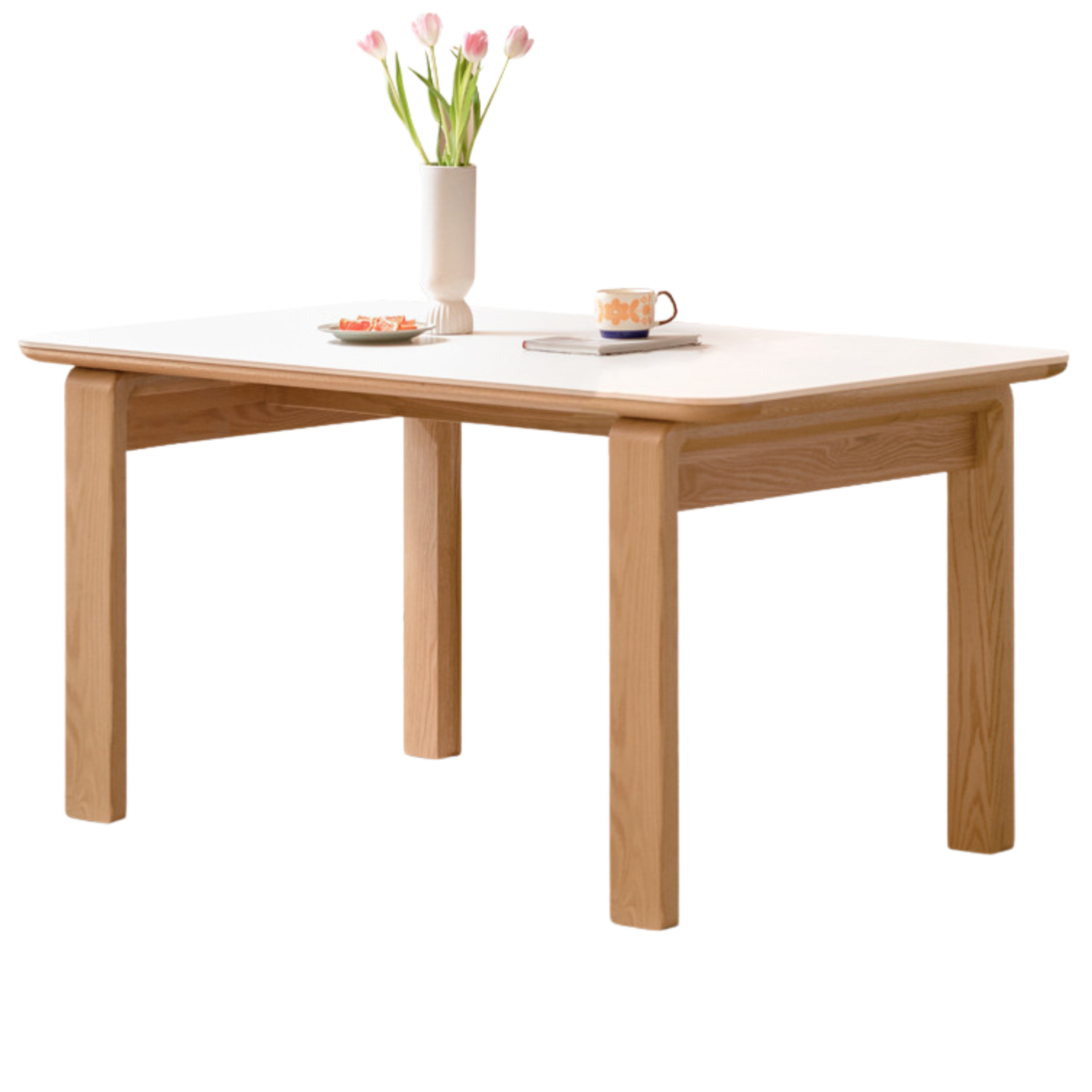 Oak Solid Wood, Solid Rubberwood Slate Dining Table