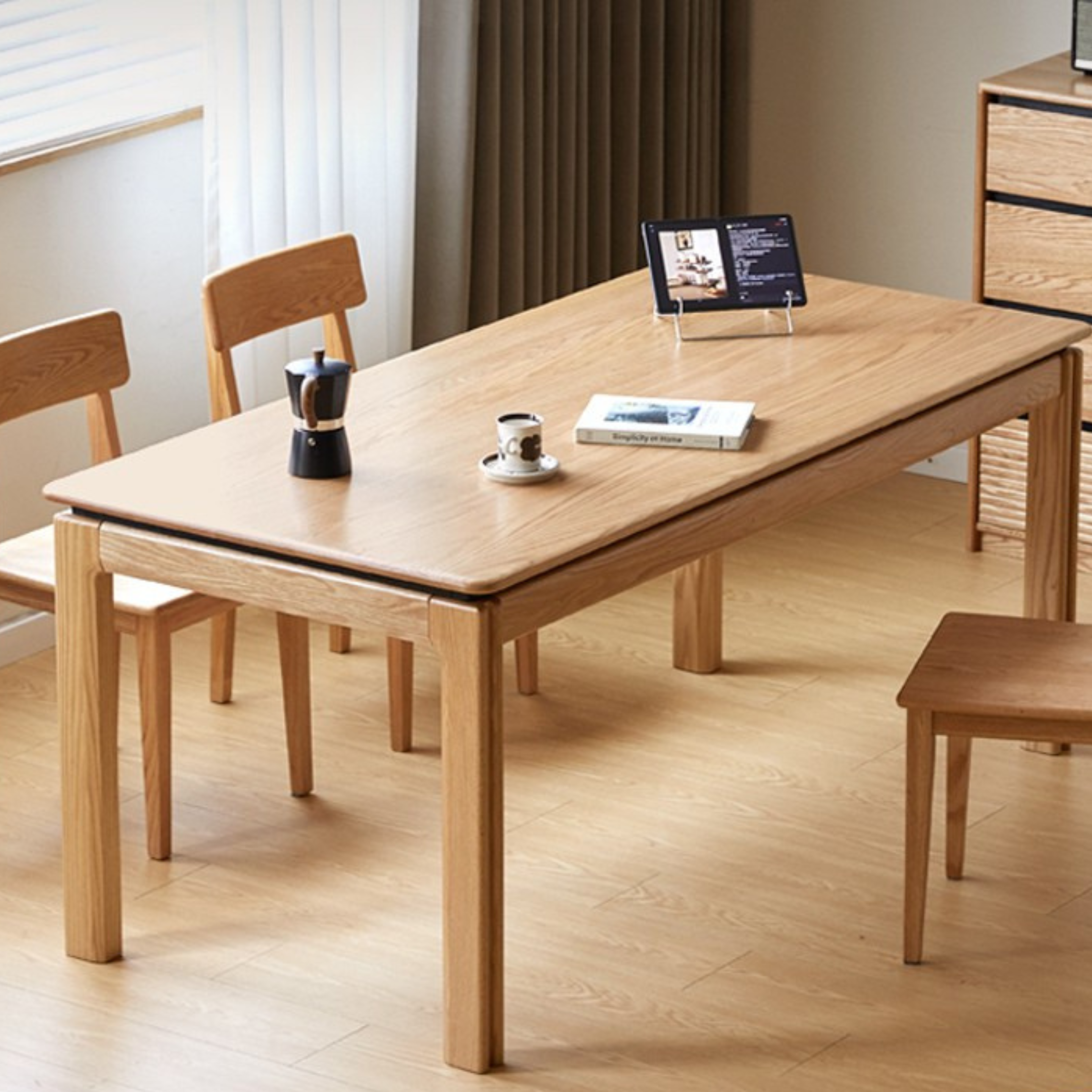 Ash, Oak Solid Wood Modern Dining Table