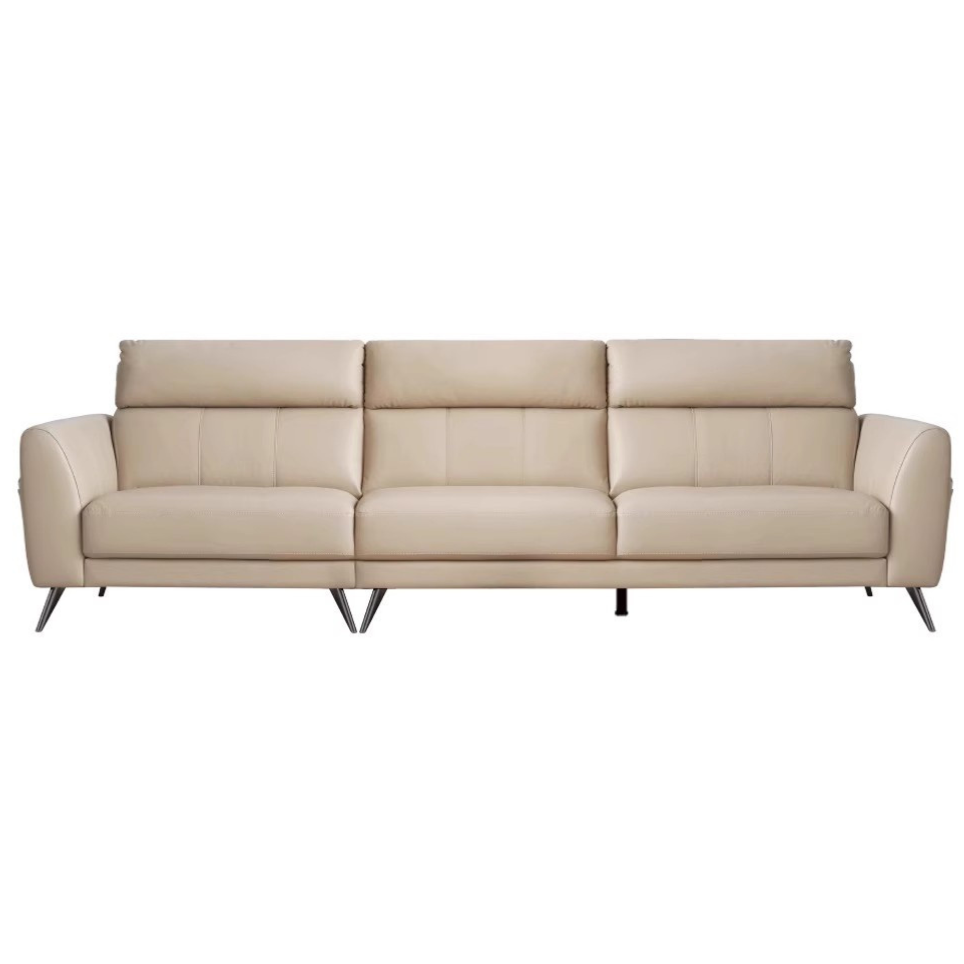 First-layer Yellow Cowhide Leather Sofa Light Luxury Italian Style.