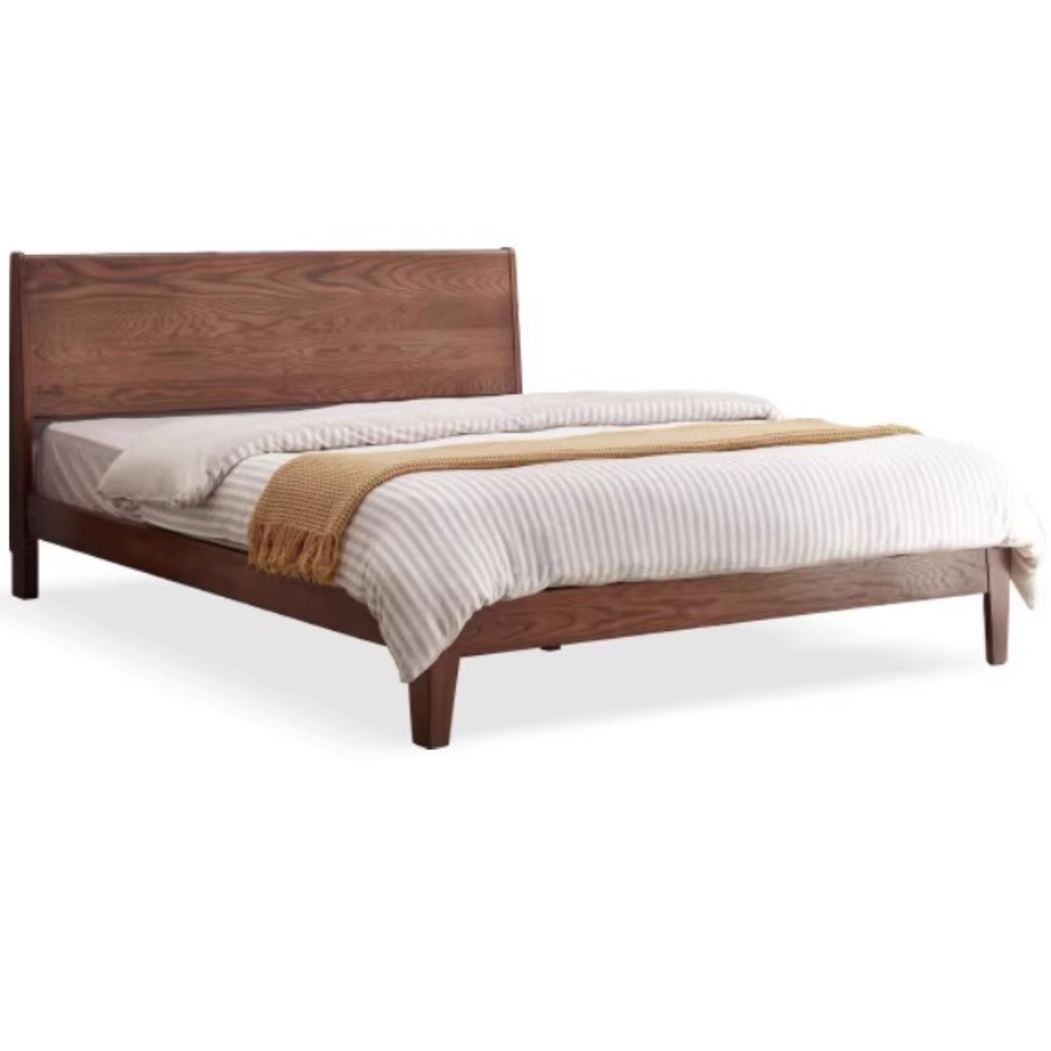 Oak solid wood bed modern simple Nordic bed